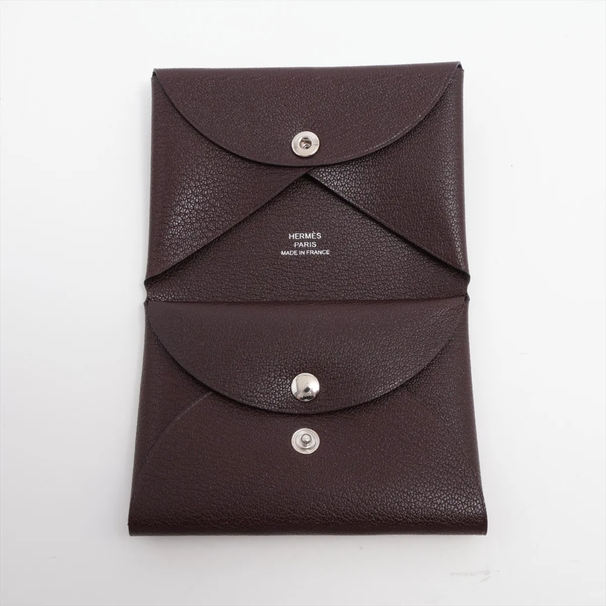 Calvi Duo Chevre Misor Coin Case Brown Silver Hardware B:2023 — view 3