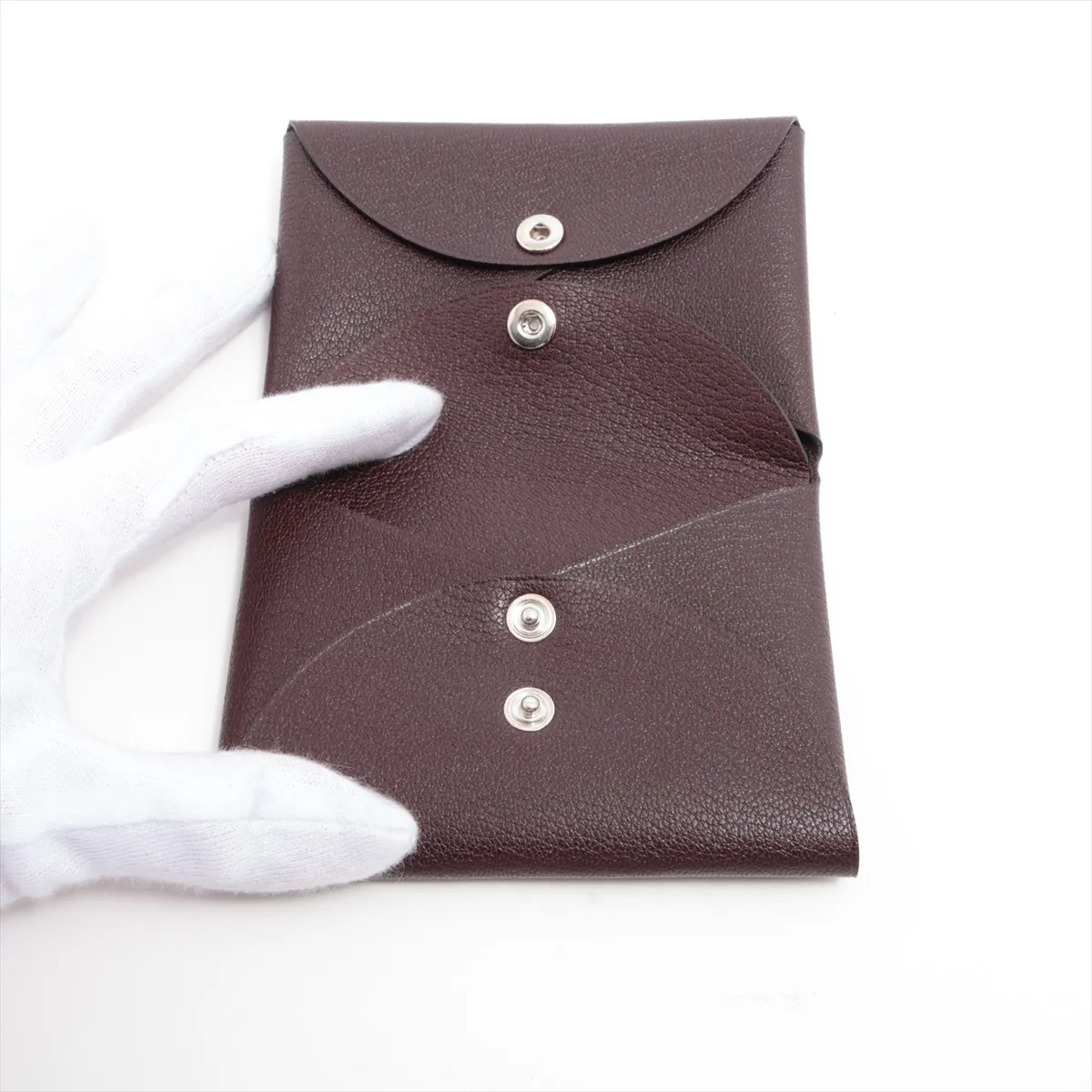 Calvi Duo Chevre Misor Coin Case Brown Silver Hardware B:2023 — view 4