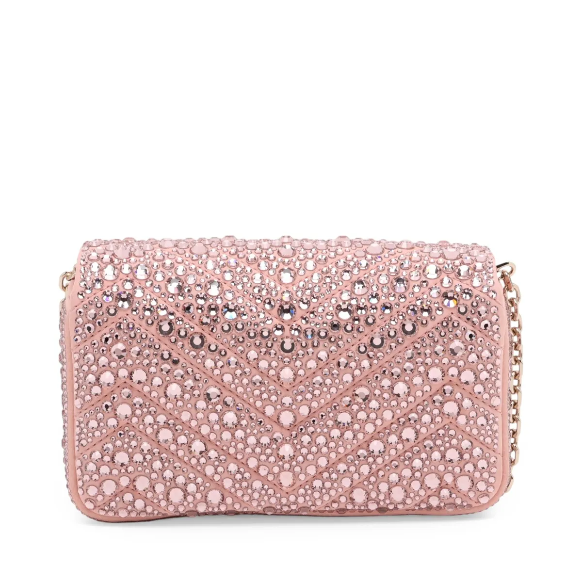 GG Marmont Suede x Crystal Chain Shoulder Bag, Pink, 841290 — view 2