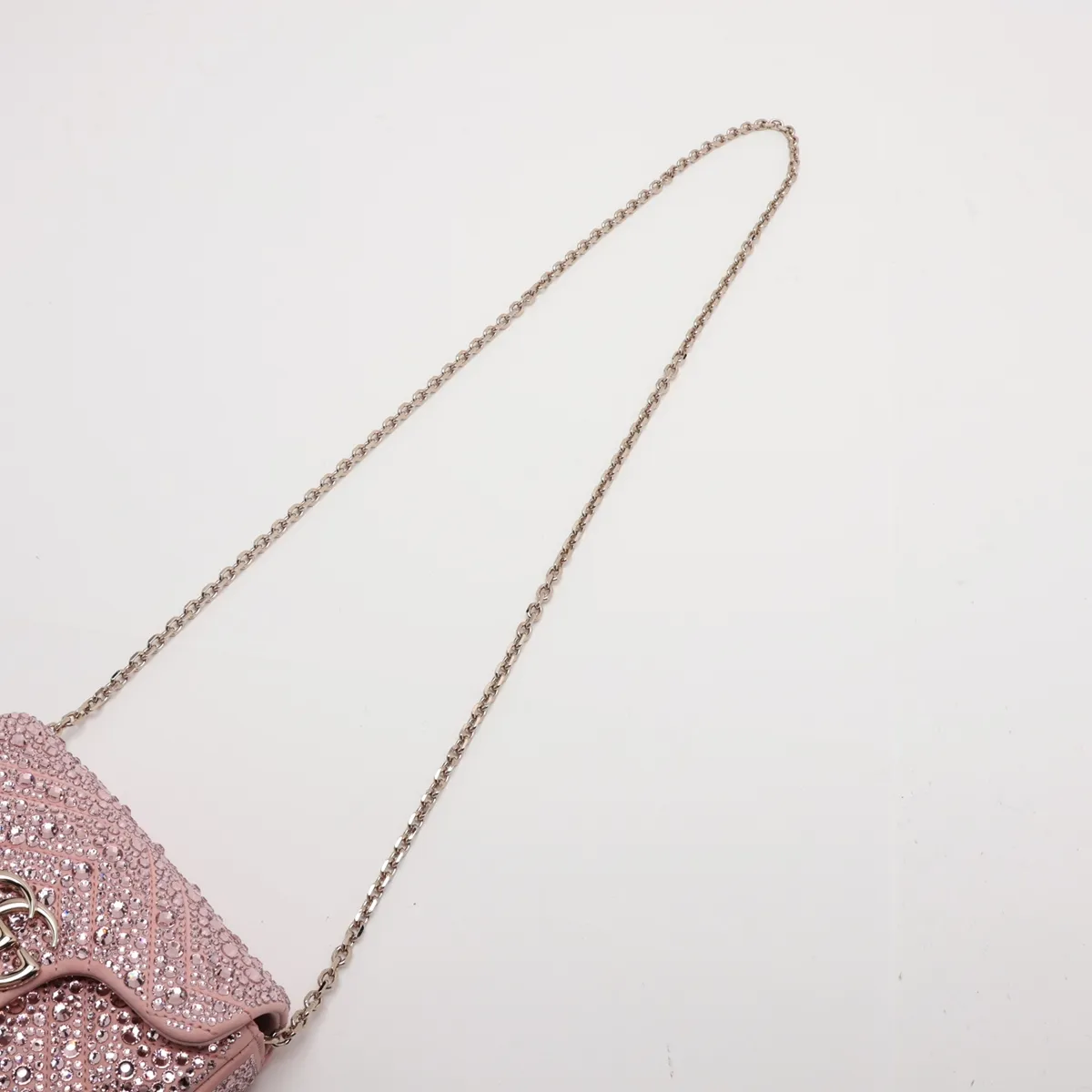 GG Marmont Suede x Crystal Chain Shoulder Bag, Pink, 841290 — view 5