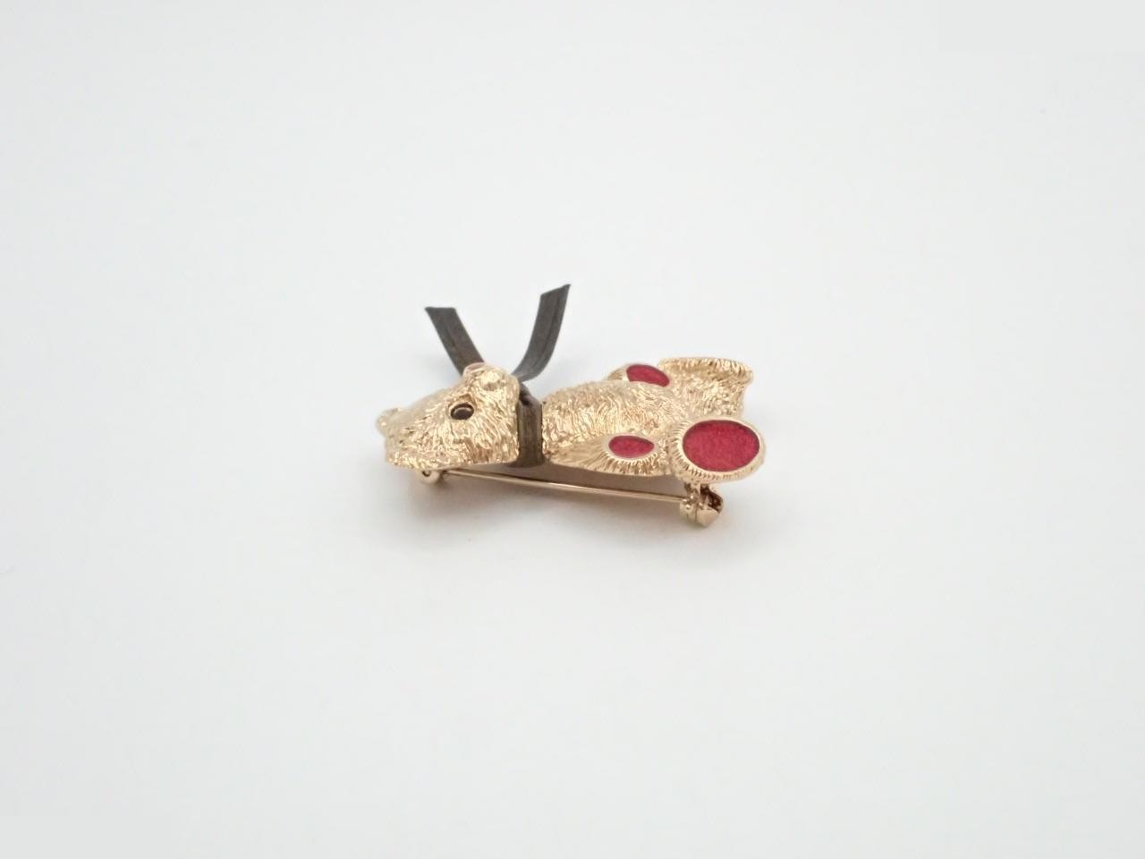 Bear brooch, gold, GP, box — view 3