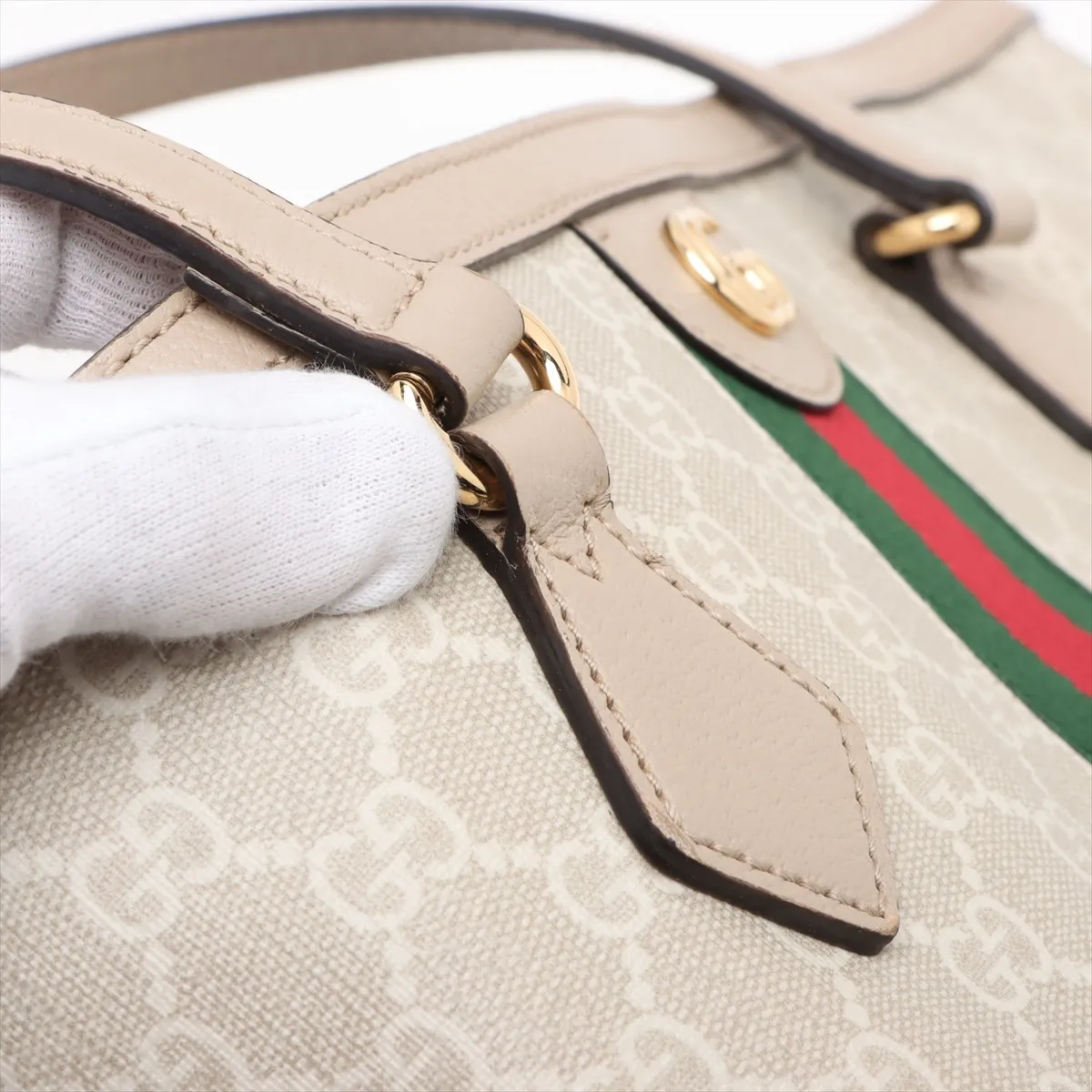 GG Supreme Ophidia PVC x Leather Tote Bag Beige 631685 — view 11