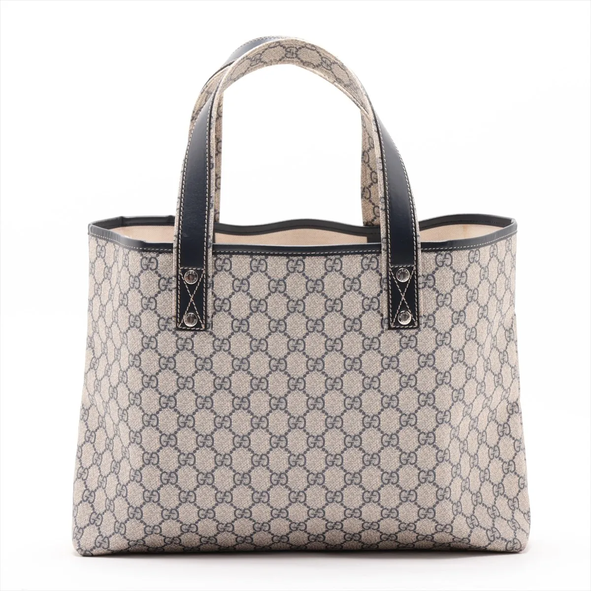 GG Supreme PVC x Leather Tote Bag, Beige x Navy, 211134 — view 2