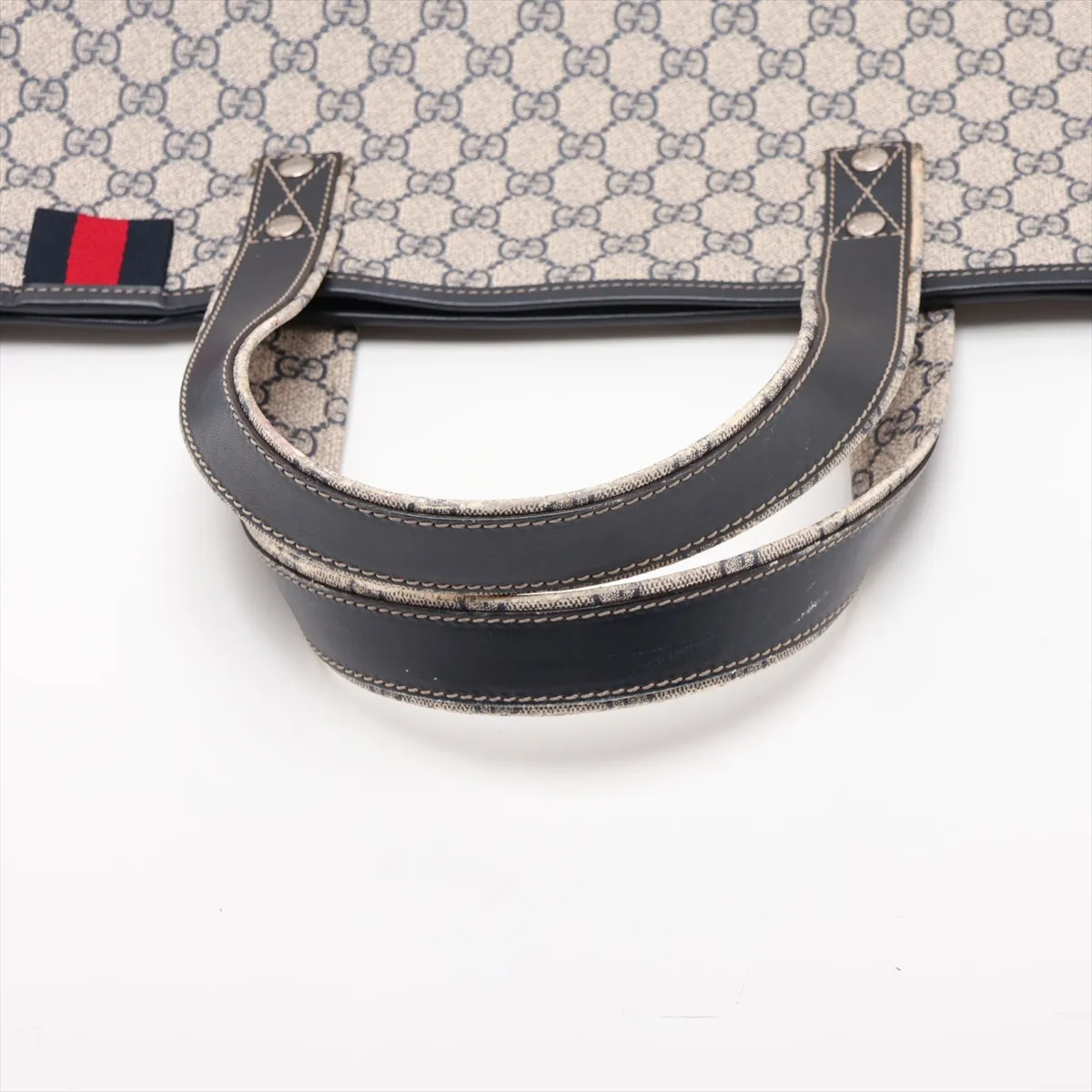 GG Supreme PVC x Leather Tote Bag, Beige x Navy, 211134 — view 5