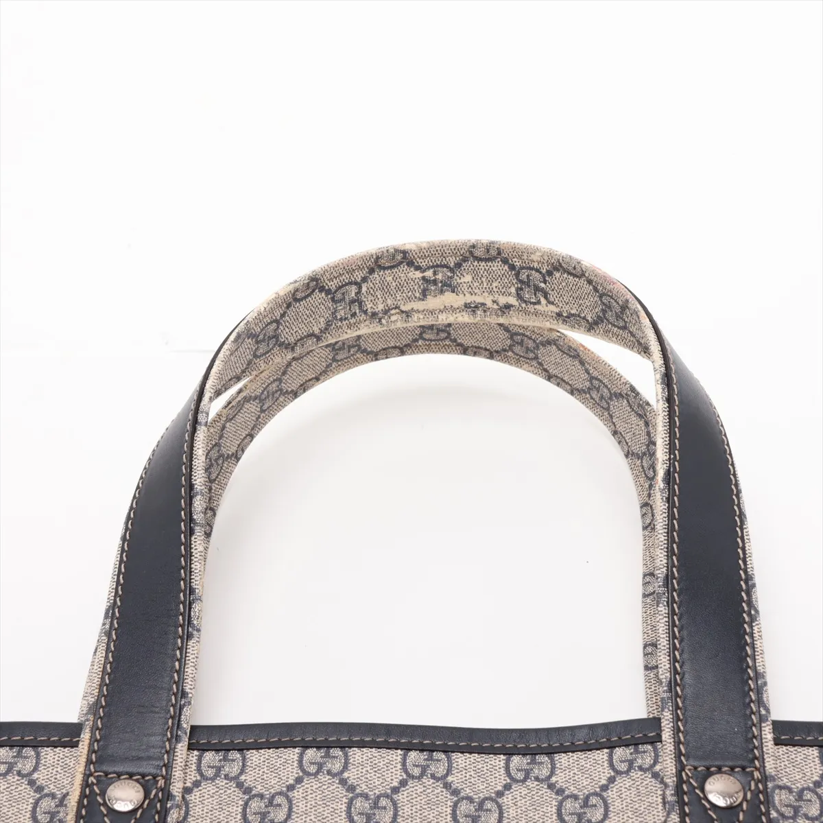 GG Supreme PVC x Leather Tote Bag, Beige x Navy, 211134 — view 6