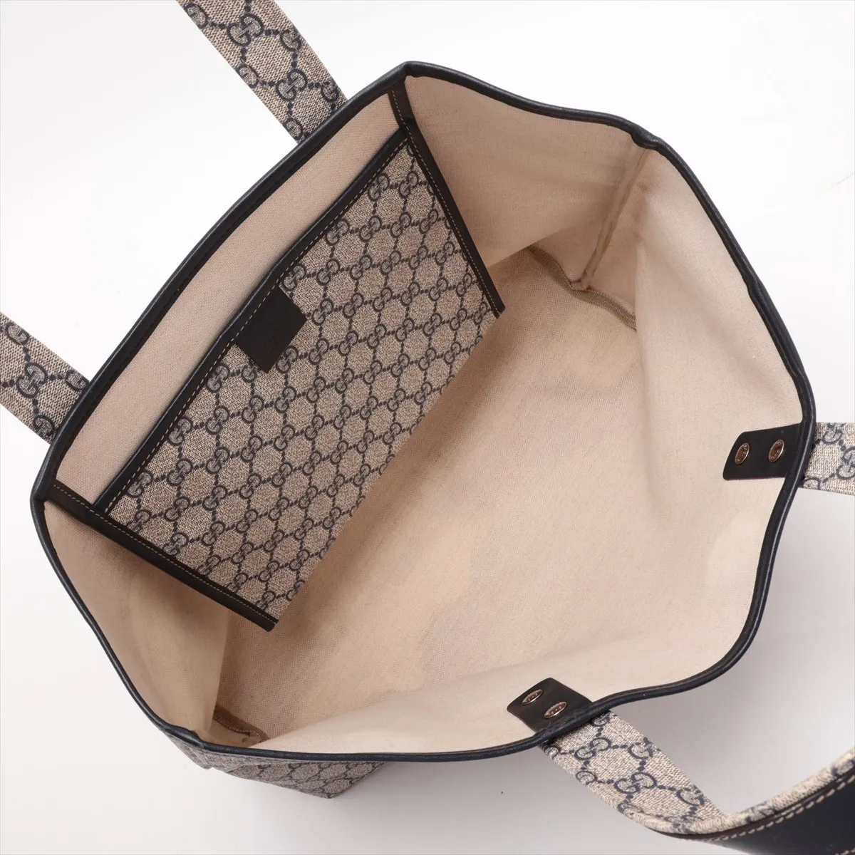 GG Supreme PVC x Leather Tote Bag, Beige x Navy, 211134 — view 7