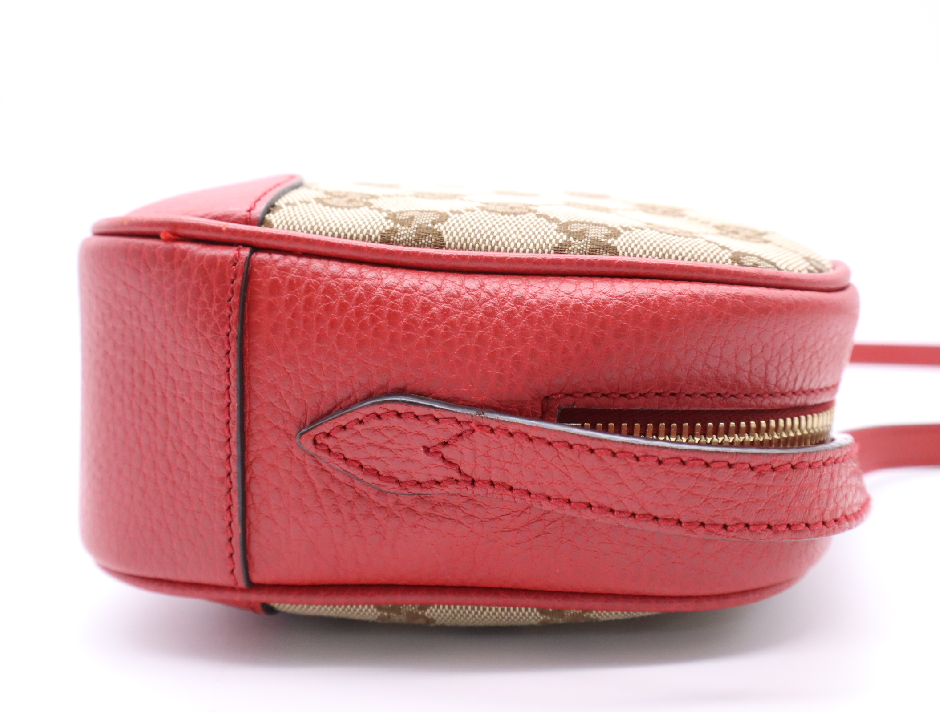 449413 Canvas x Leather GG Canvas Shoulder Bag Beige Red with Dust Bag — view 5