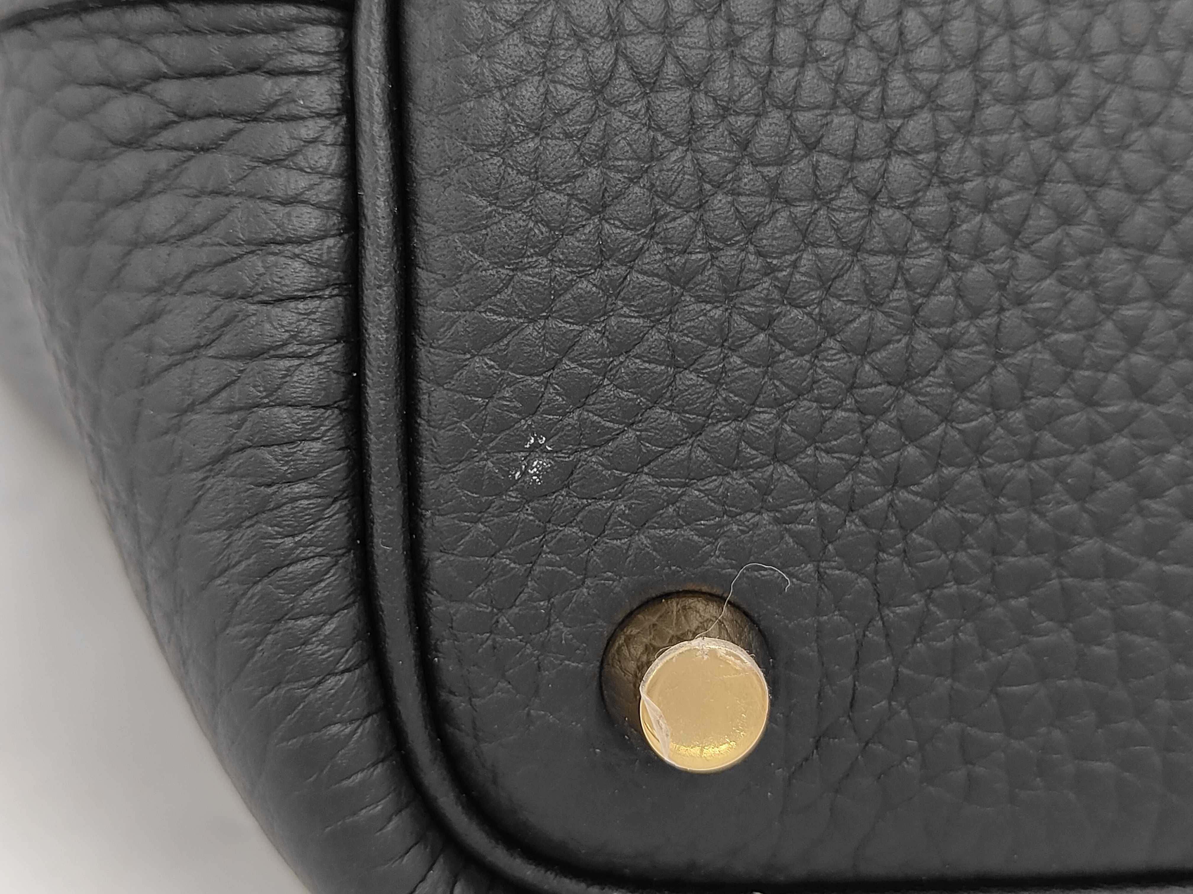 Picotan Lock 18 PM Black Gold Hardware K Engraved Handbag — view 13