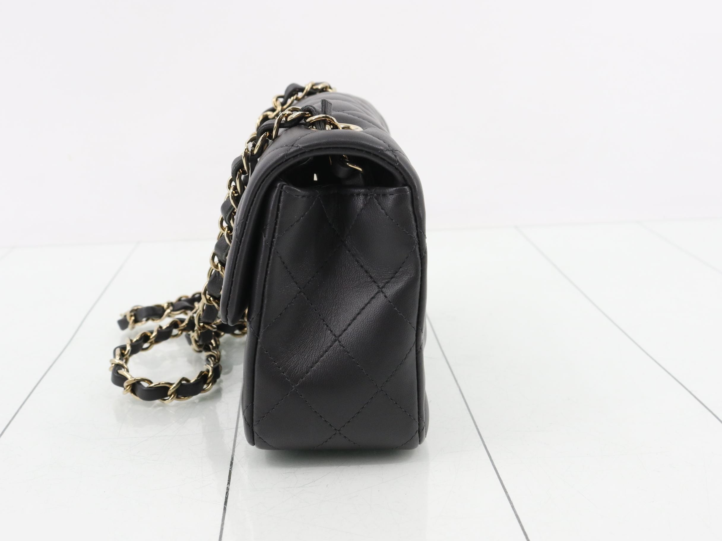 Mini Matelassé 20 Chain Shoulder Bag, Lambskin, Charcoal Gray — view 3