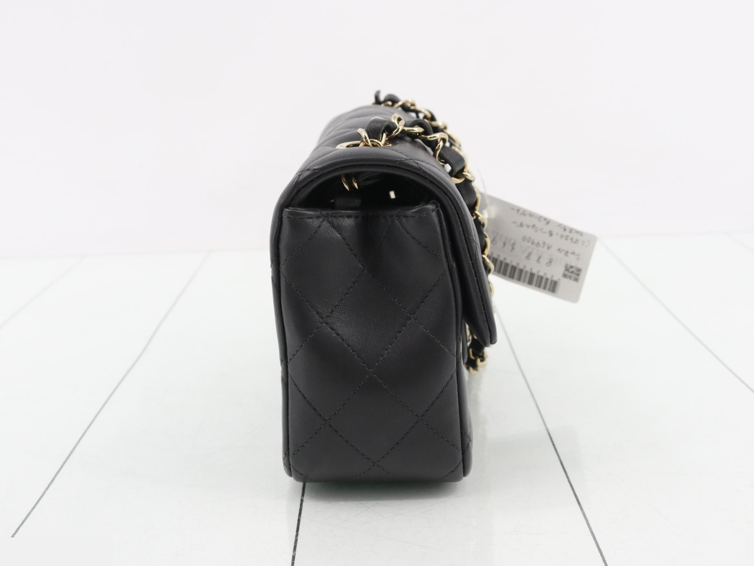 Mini Matelassé 20 Chain Shoulder Bag, Lambskin, Charcoal Gray — view 4
