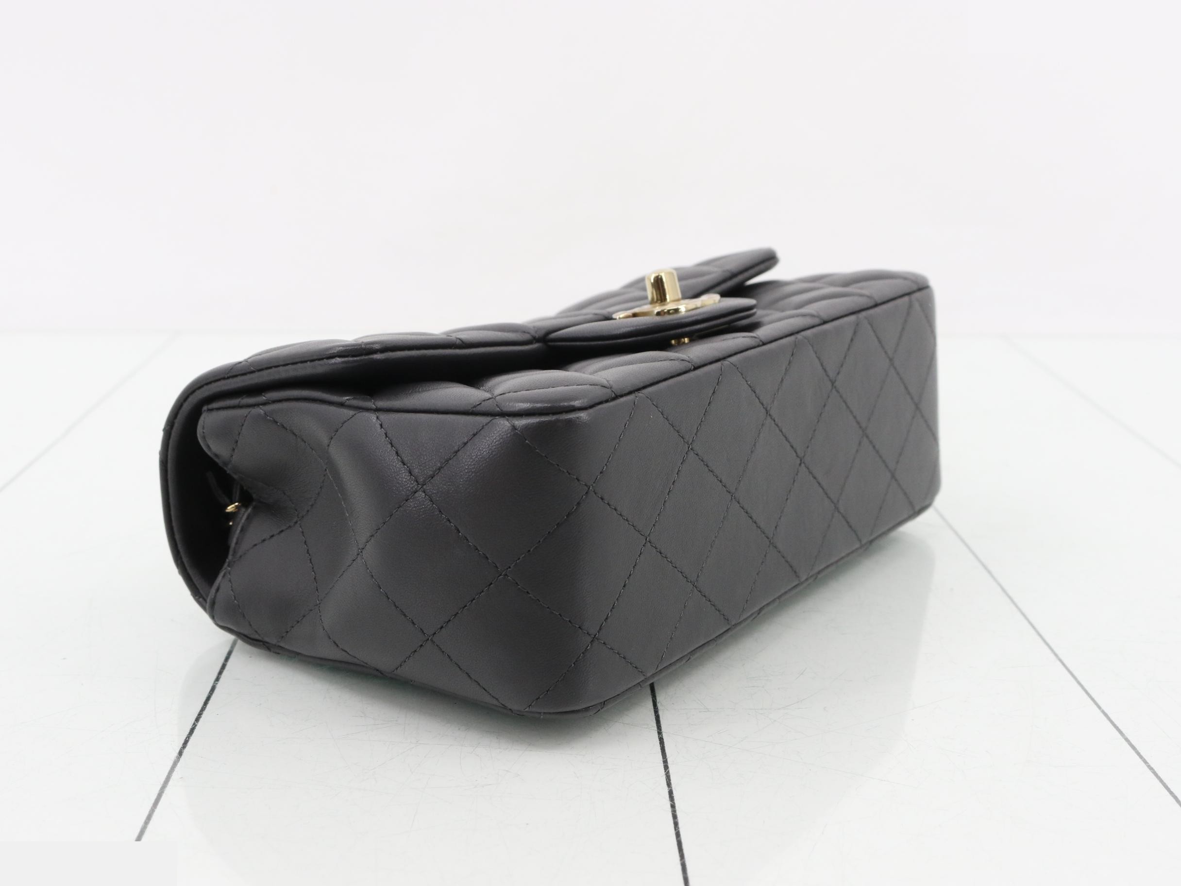 Mini Matelassé 20 Chain Shoulder Bag, Lambskin, Charcoal Gray — view 5