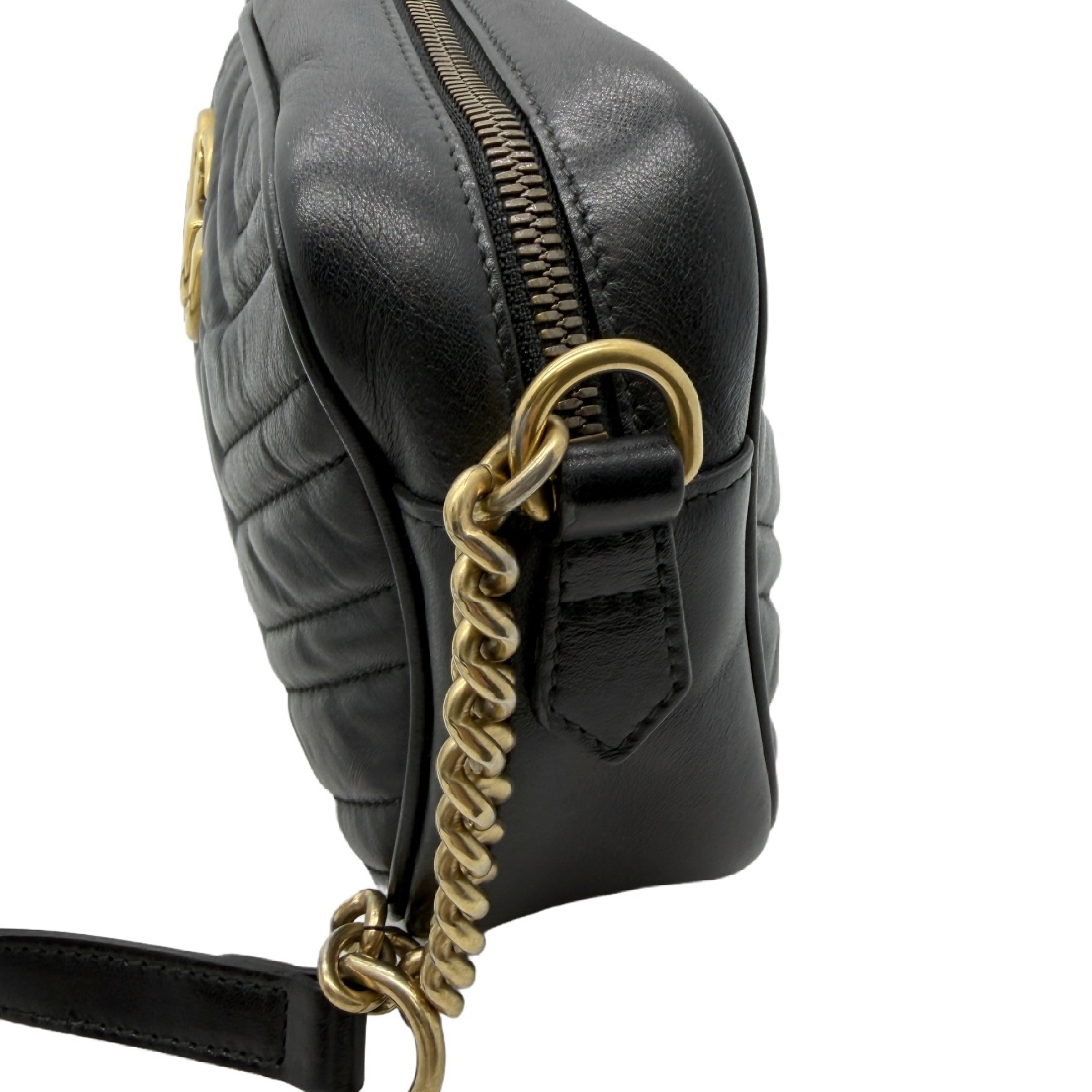 GG Marmont Matelassé Quilted Leather Camera Bag with Chain Shoulder Strap — view 3