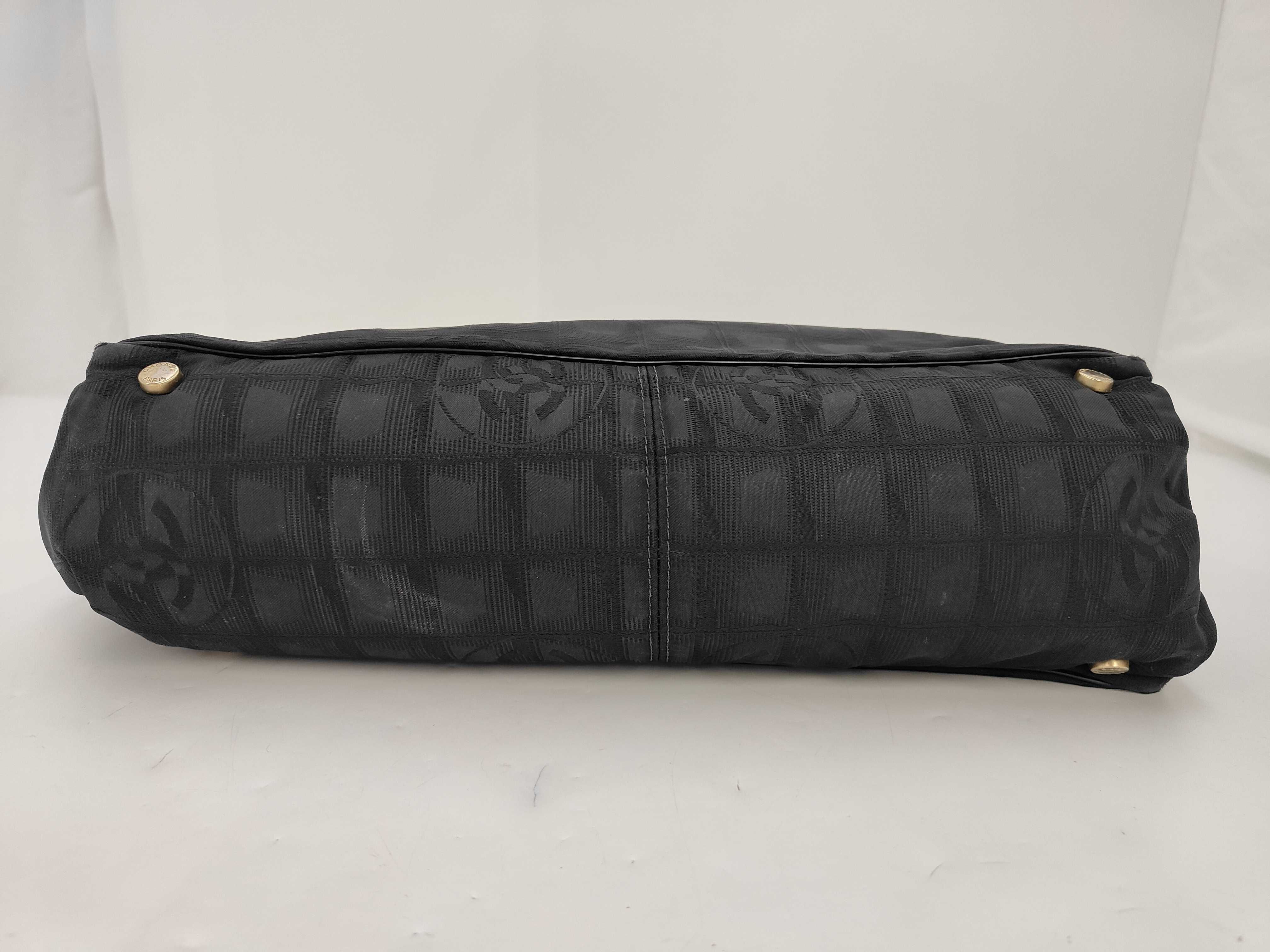 New Travel Line Nylon Handbag, Black with Gold Hardware, Tote Bag — view 7
