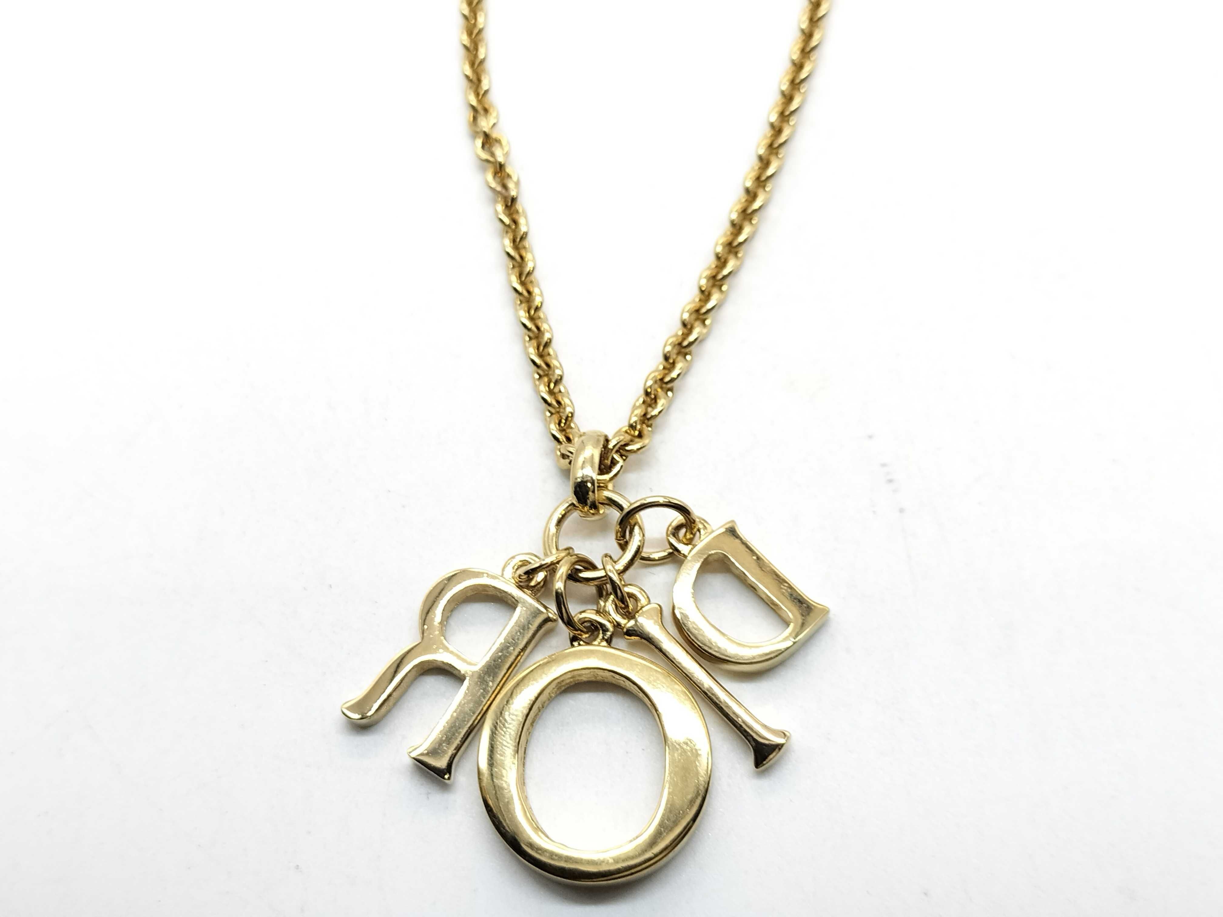 logo charm rhinestone necklace — view 3