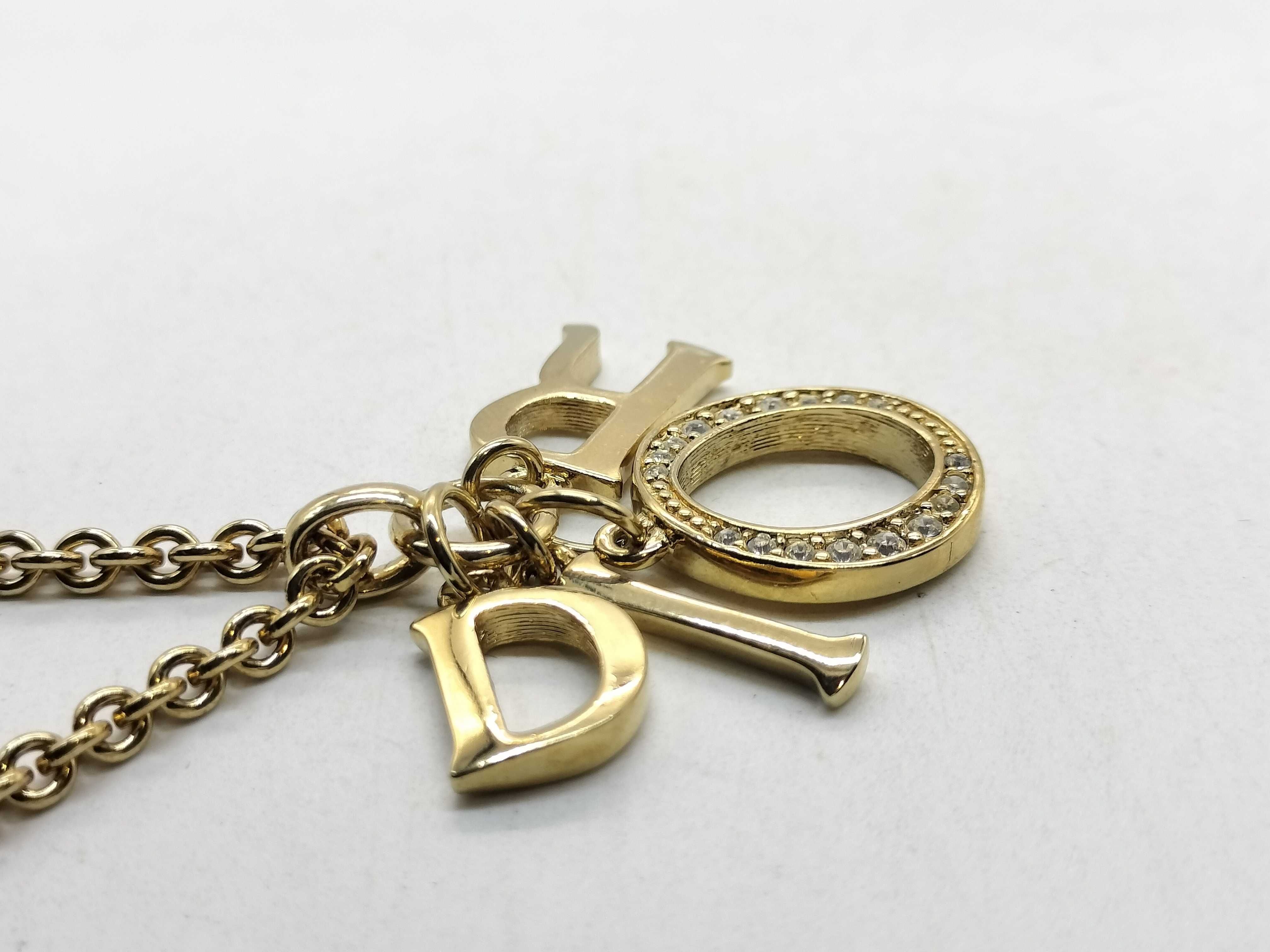 logo charm rhinestone necklace — view 4