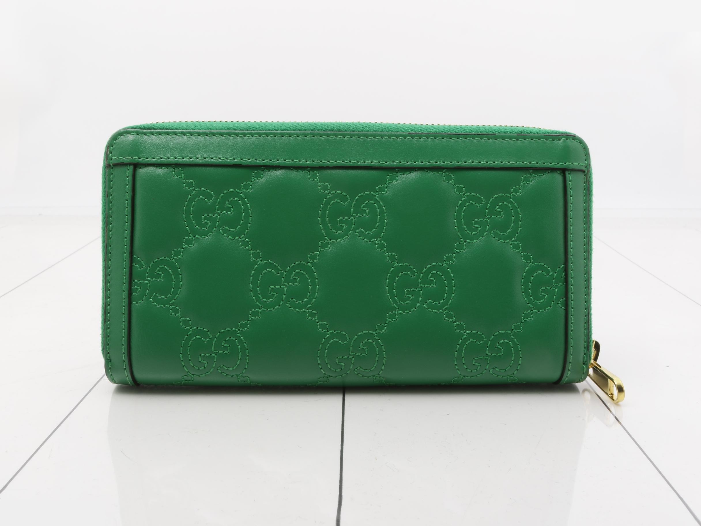 GG Matelassé GG Marmont Long Wallet, Round, Leather, Green — view 2