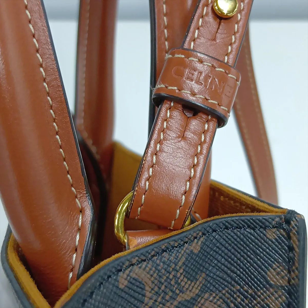 Mini Vertical Cabas PVC x Leather 2-Way Handbag Brown — view 11