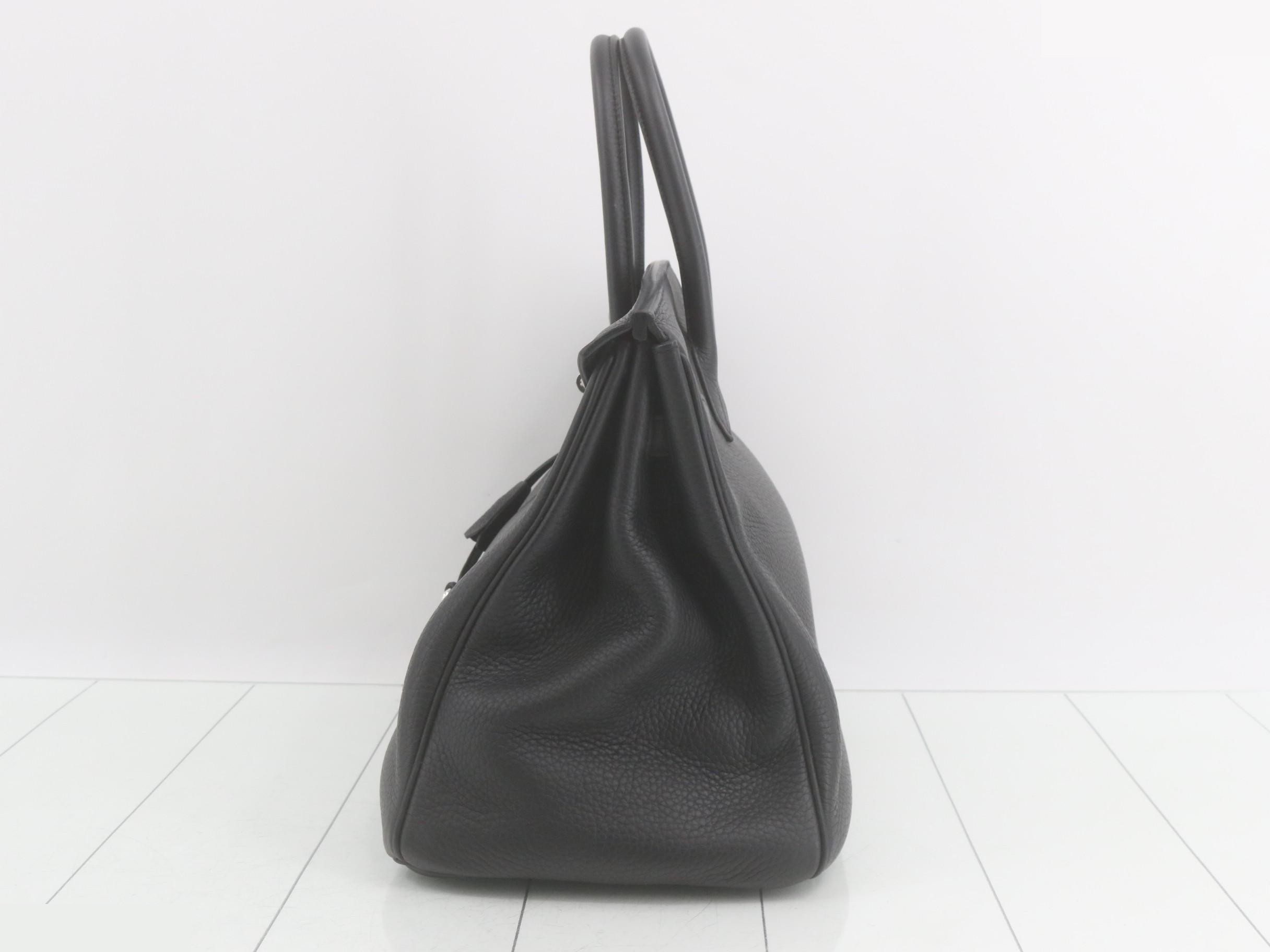 Birkin 35 (bag) - Handbag, Noir (black), Silver hardware, N stamp, Padlock — view 4