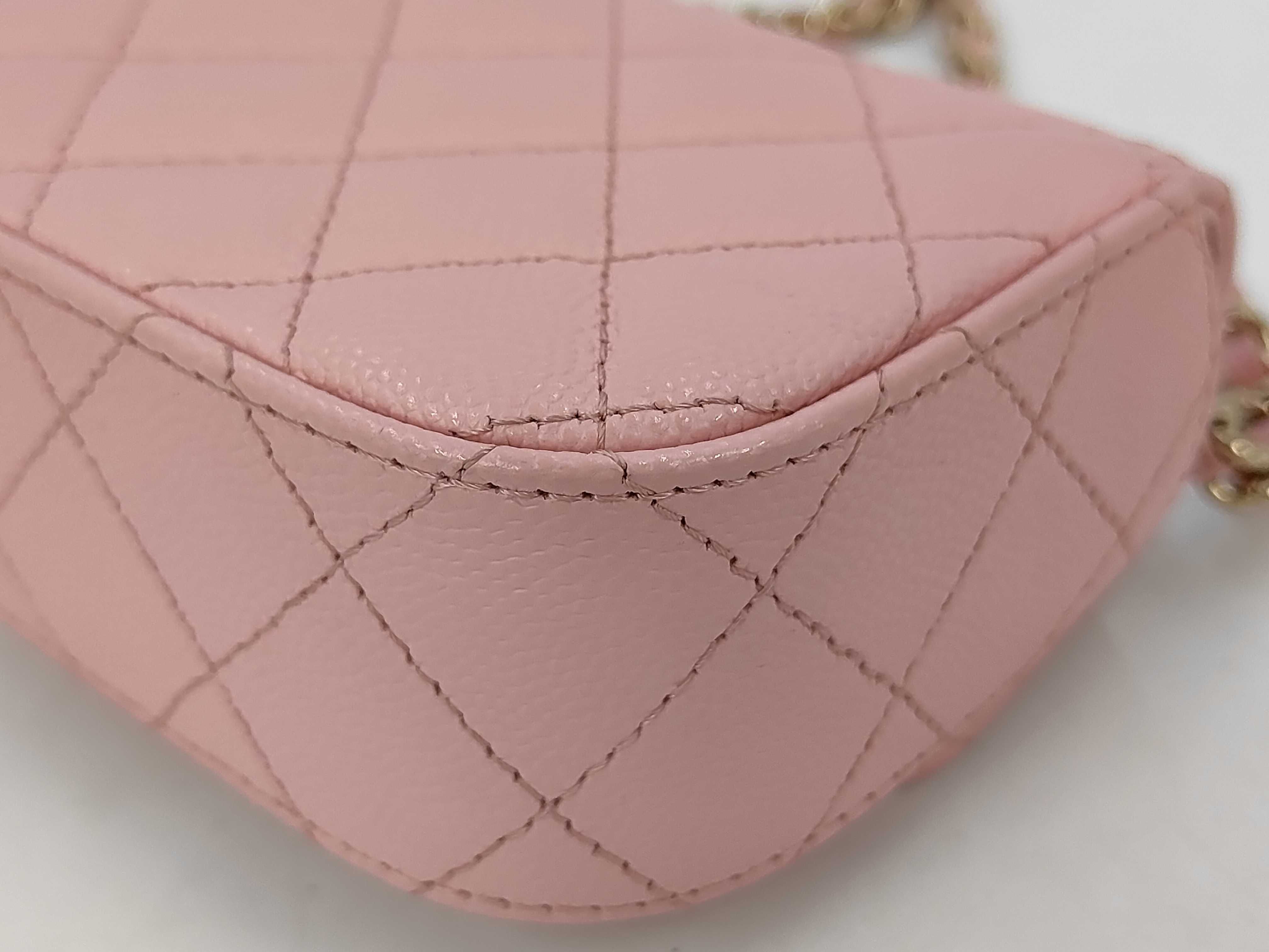 Caviar Skin Clutch Chain Pouch, Series 31, Matelassé Shoulder Bag, AP2475, Pink Shoulder Bag — view 3