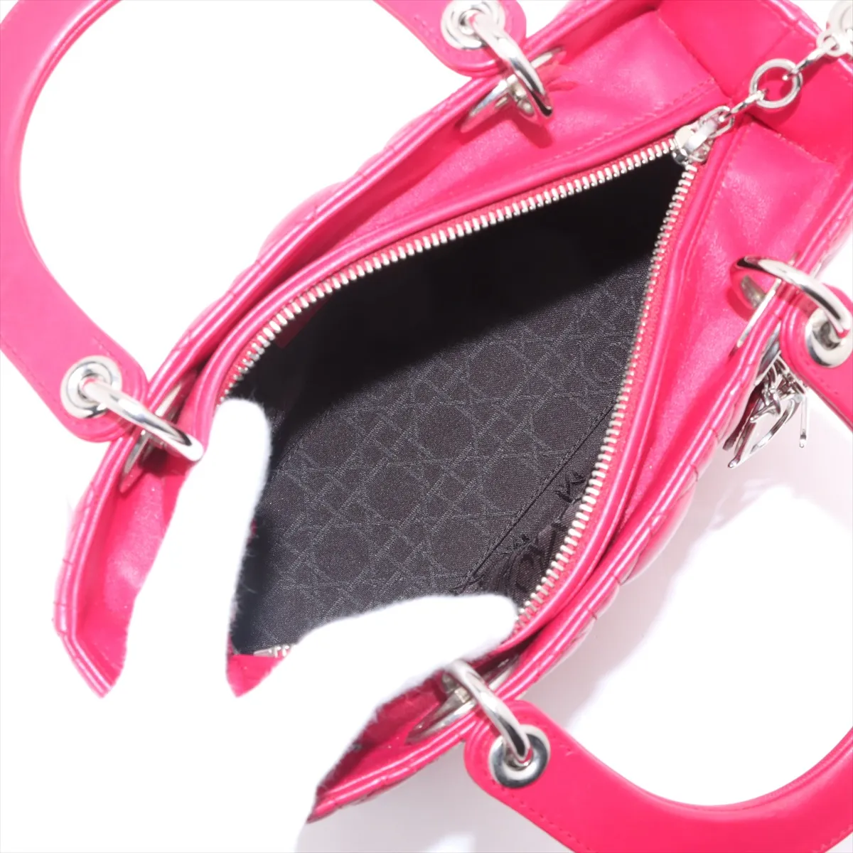 Cannage Lady Dior Leather 2WAY Handbag Red Bearer Guarantee — view 8