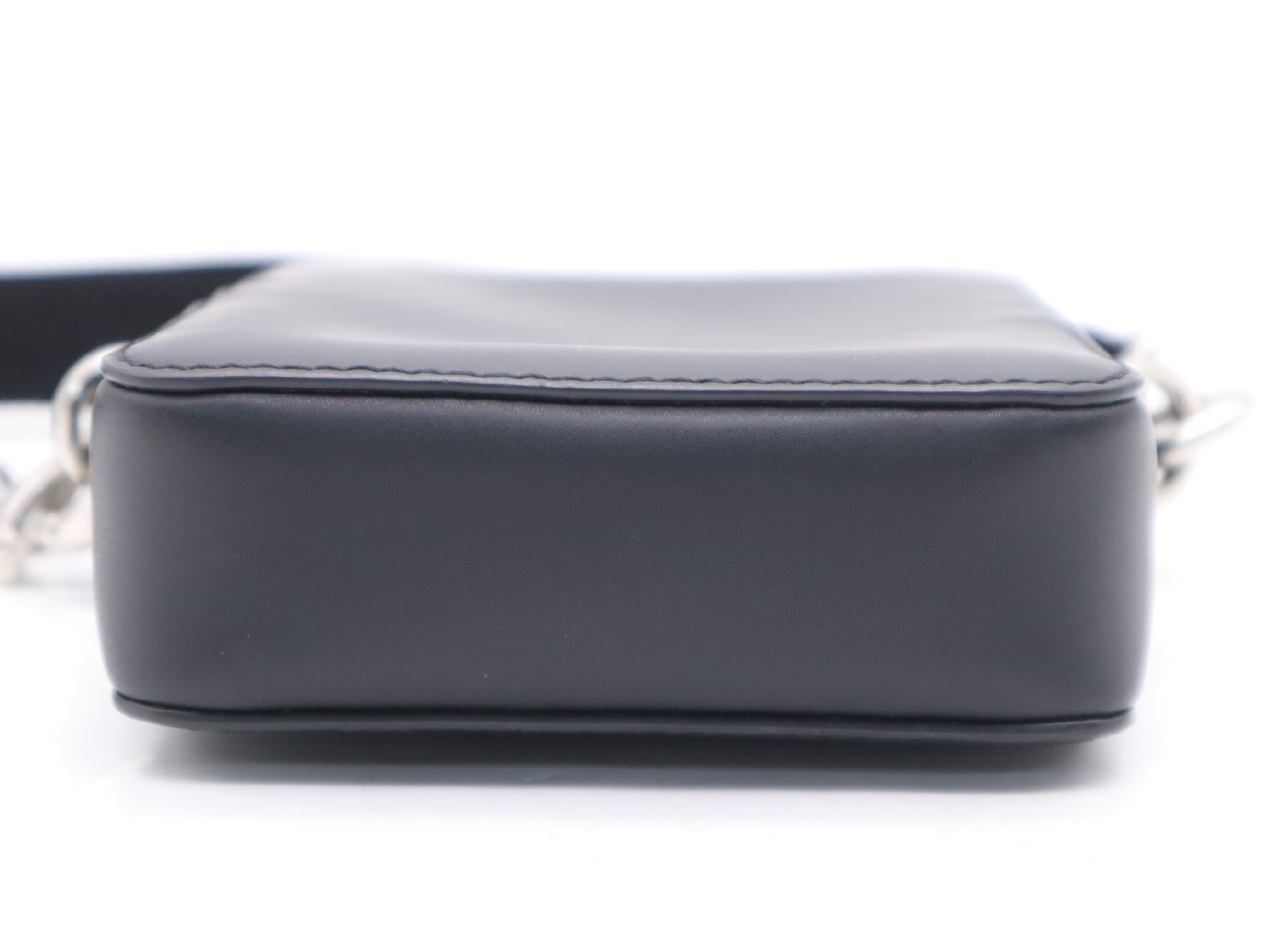2Y2B0943WJW Calfskin Small Crossbody Shoulder Bag, Black, Silver Hardware, Includes Shoulder Strap and Dust Bag. — view 4