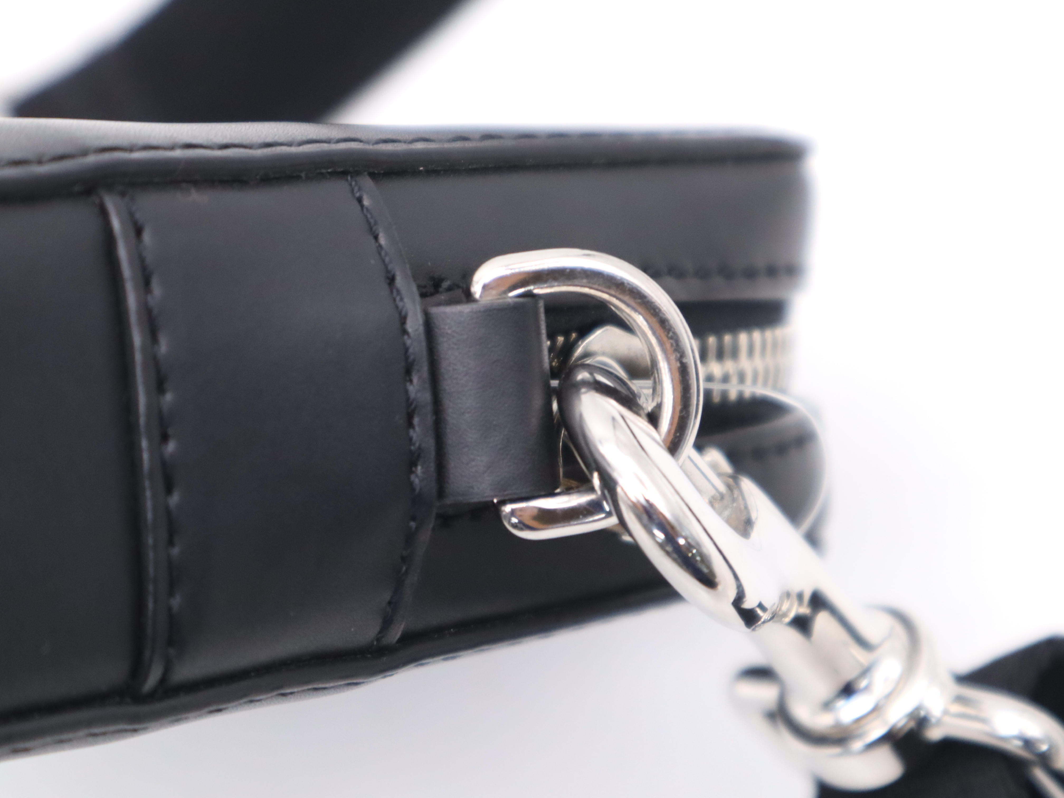 2Y2B0943WJW Calfskin Small Crossbody Shoulder Bag, Black, Silver Hardware, Includes Shoulder Strap and Dust Bag. — view 6