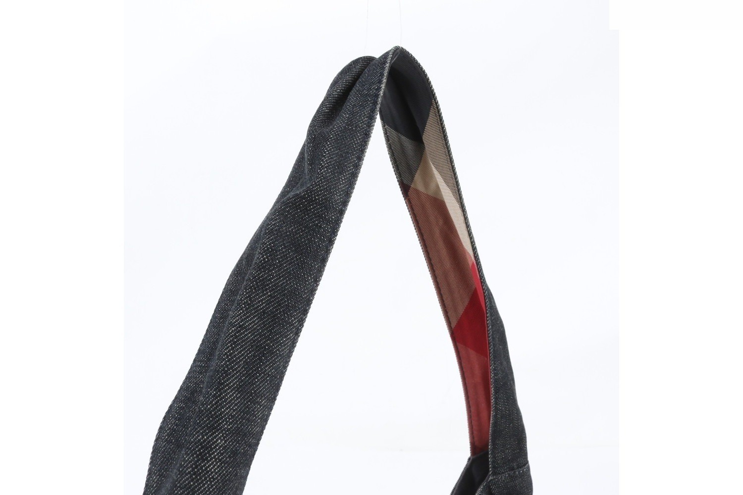 Denim check ribbon shoulder bag — view 2