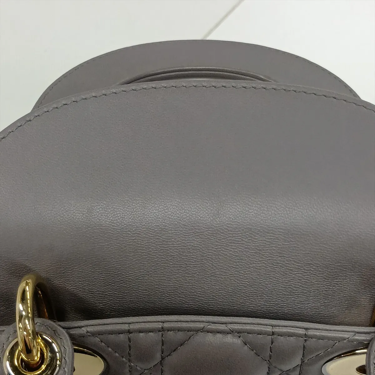 Cannage Lady Dior Mini Leather 2-Way Handbag, Gray, Unsigned Guarantee Card — view 12