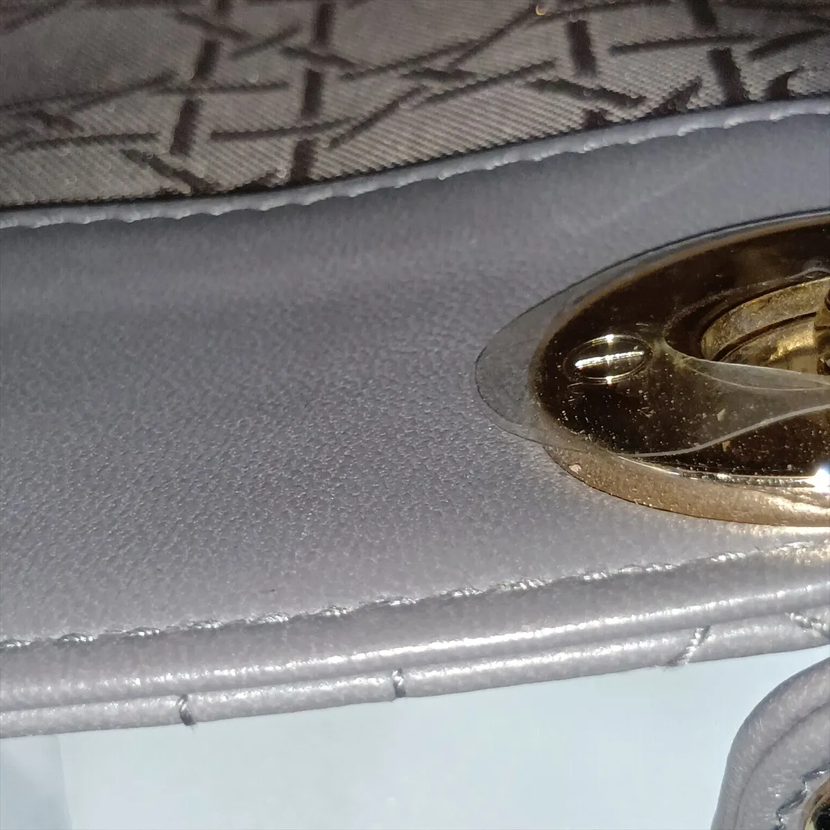 Cannage Lady Dior Mini Leather 2-Way Handbag, Gray, Unsigned Guarantee Card — view 14