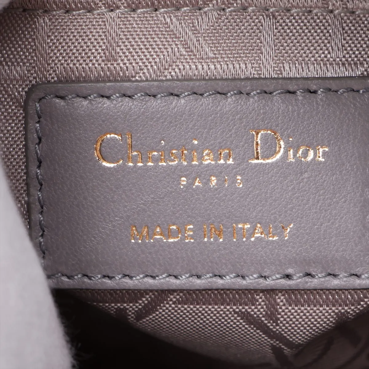 Cannage Lady Dior Mini Leather 2-Way Handbag, Gray, Unsigned Guarantee Card — view 10