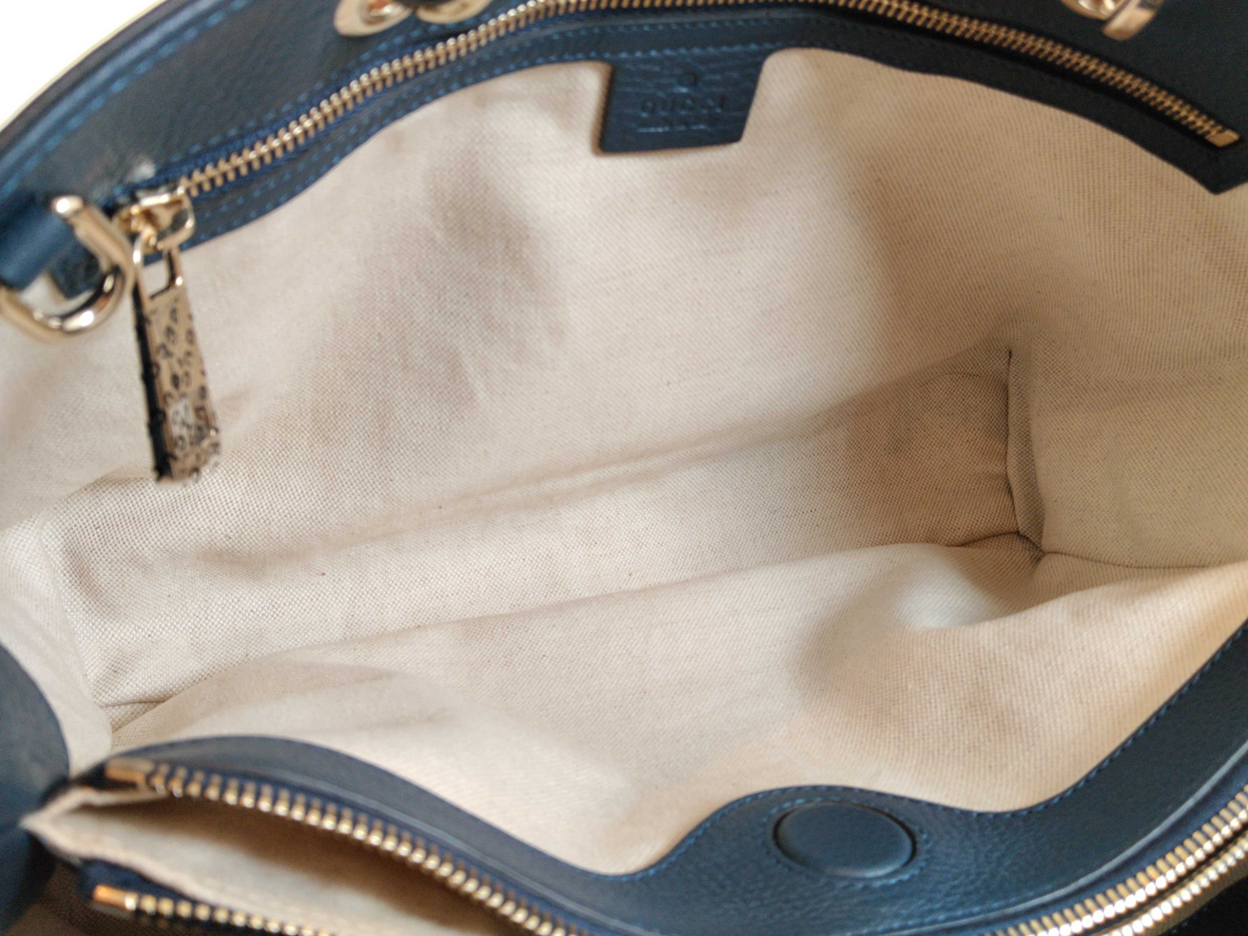 Bamboo Leather Handbag, Navy, 323660 (Handbag) — view 8