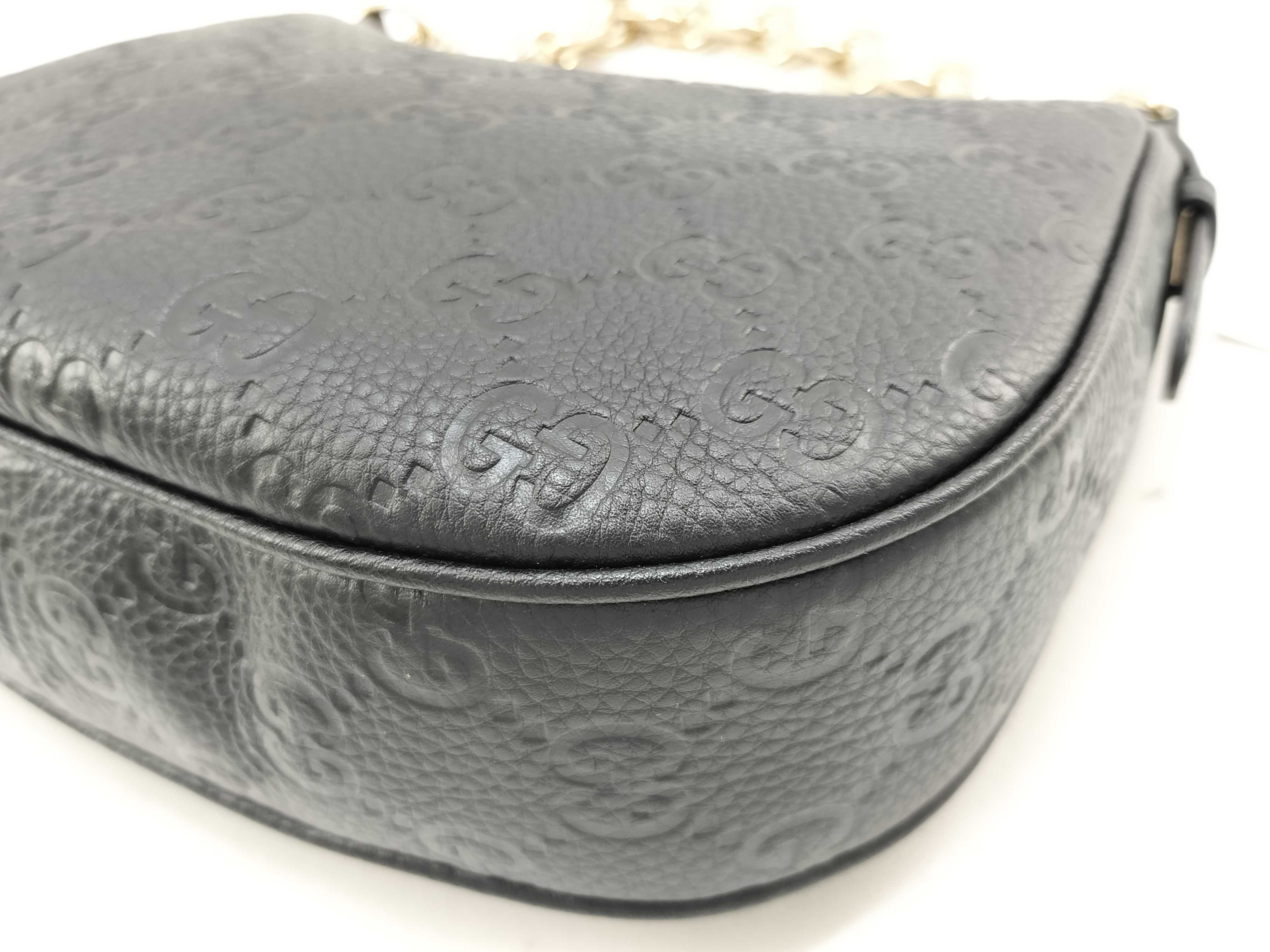 GG Emblem Chain Shoulder Bag, Leather, Black, 815409, Shoulder Strap, Dust Bag x2, Instruction Manual, Original Box. — view 6