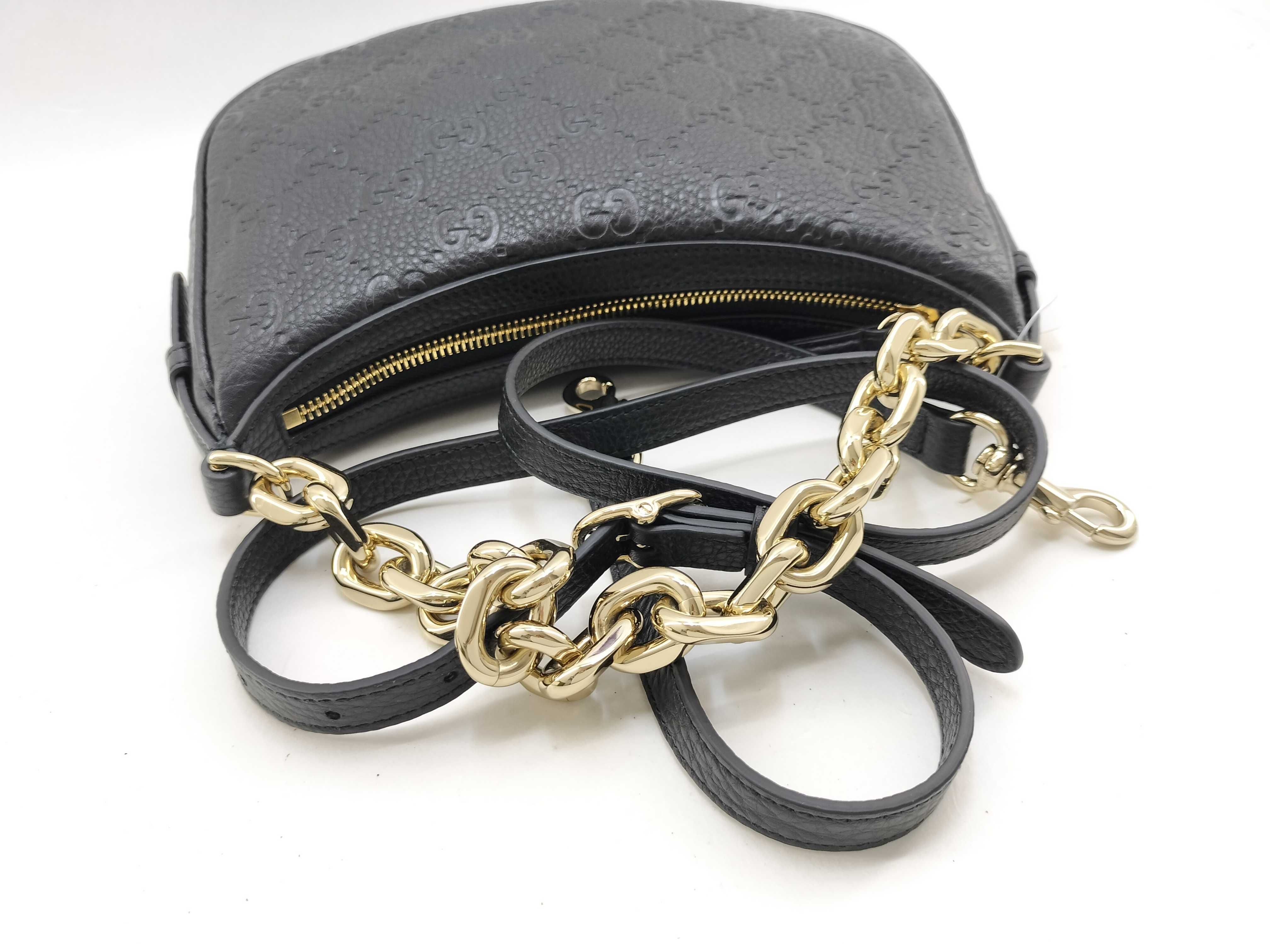 GG Emblem Chain Shoulder Bag, Leather, Black, 815409, Shoulder Strap, Dust Bag x2, Instruction Manual, Original Box. — view 8