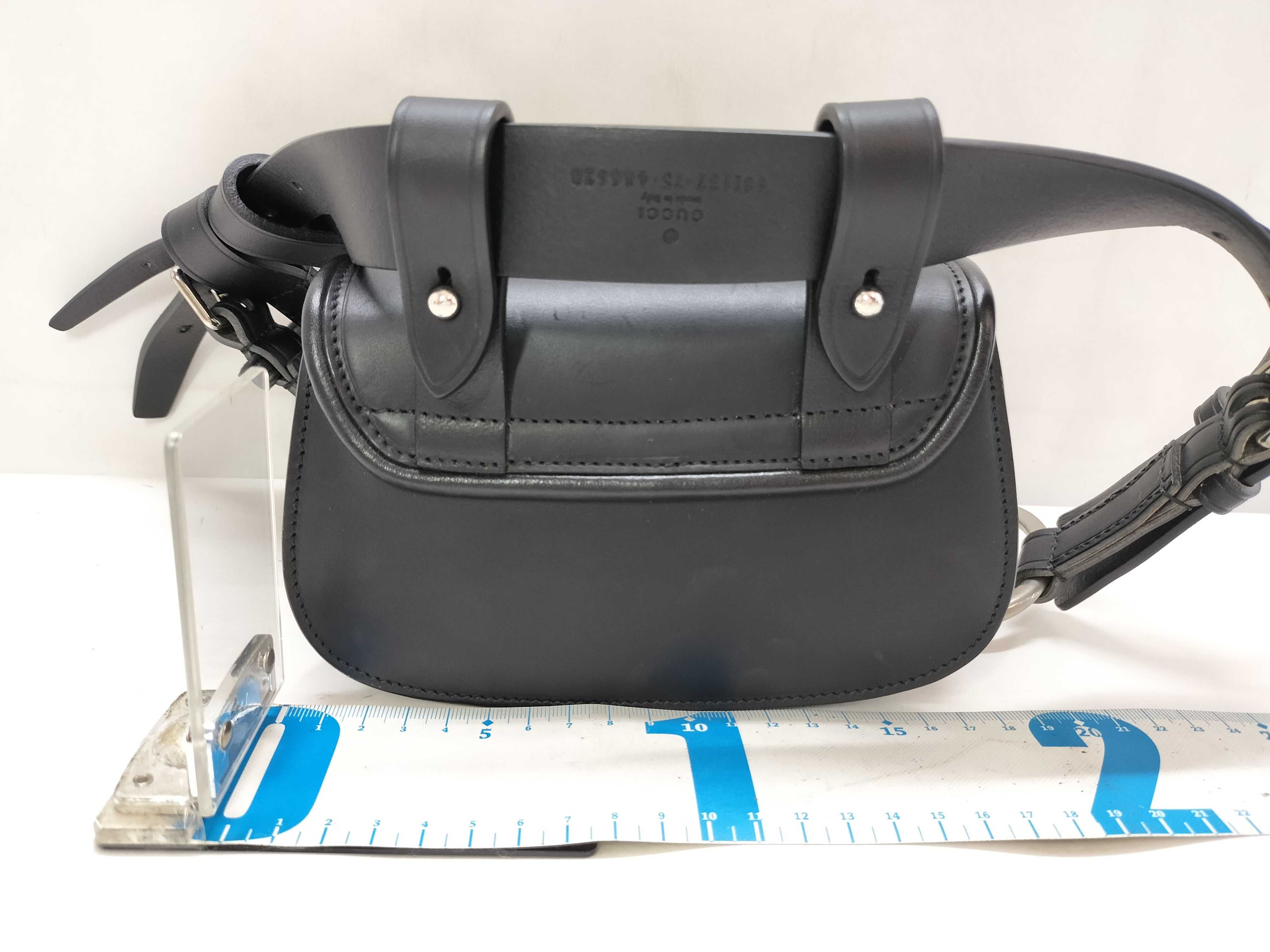 Bamboo Leather Mini Waist Bag with Black and Silver Hardware featuring a Horsebit Design. — view 2