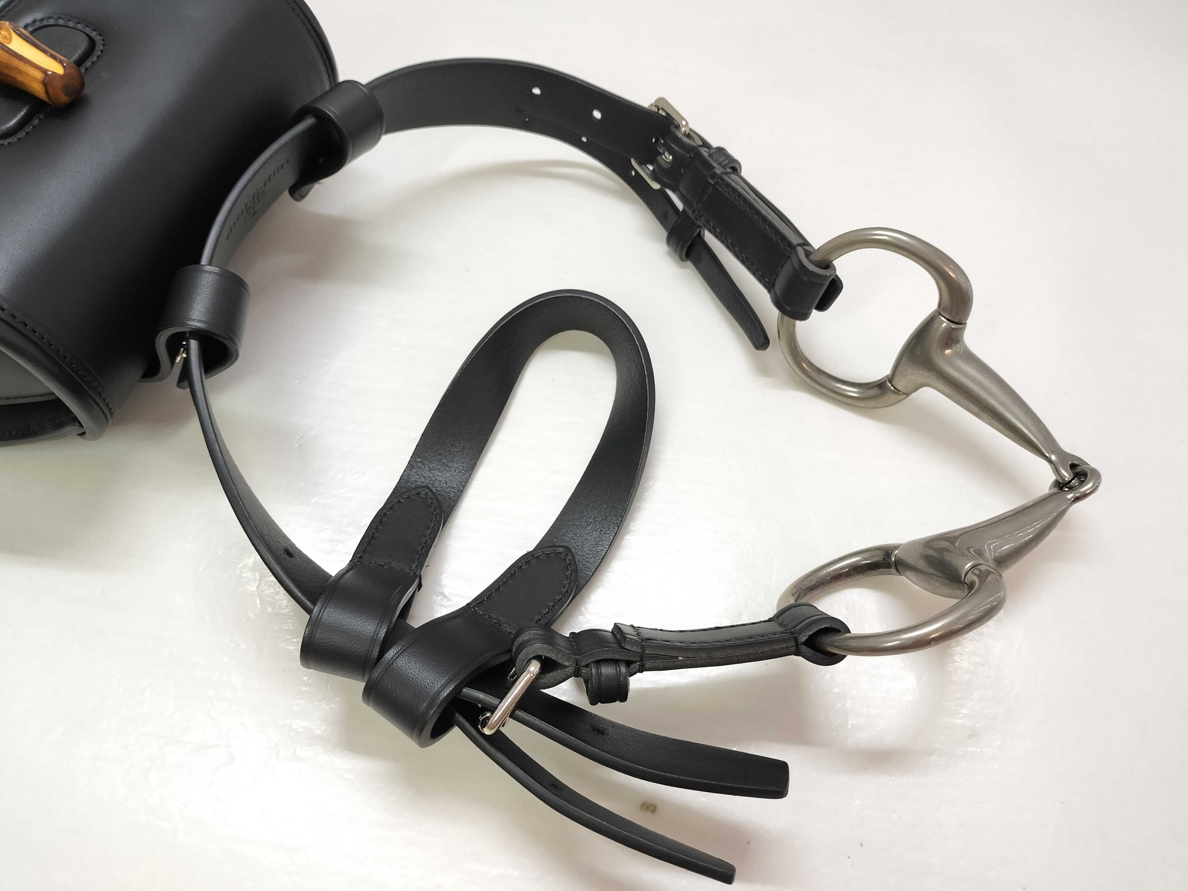 Bamboo Leather Mini Waist Bag with Black and Silver Hardware featuring a Horsebit Design. — view 3