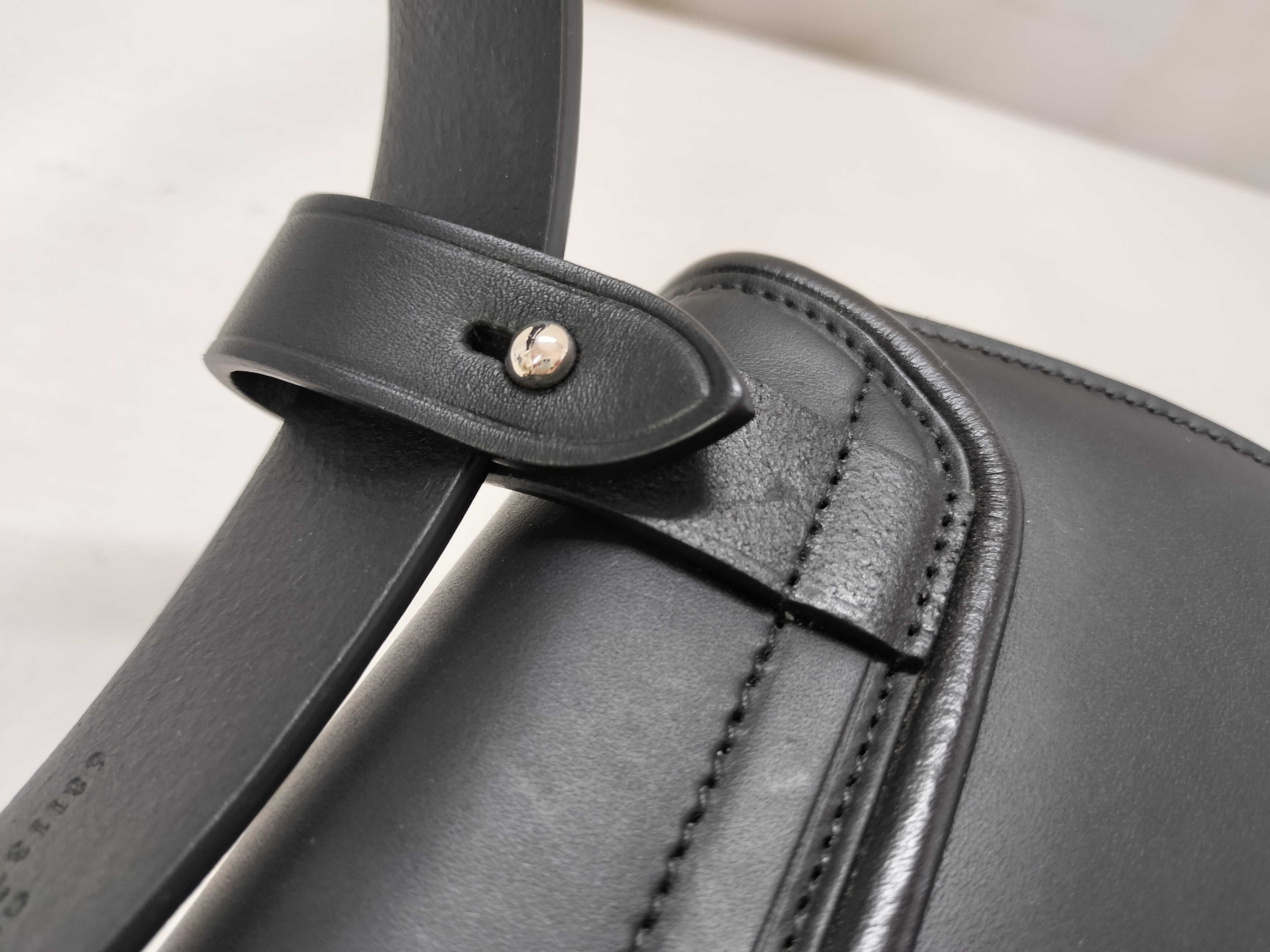 Bamboo Leather Mini Waist Bag with Black and Silver Hardware featuring a Horsebit Design. — view 5