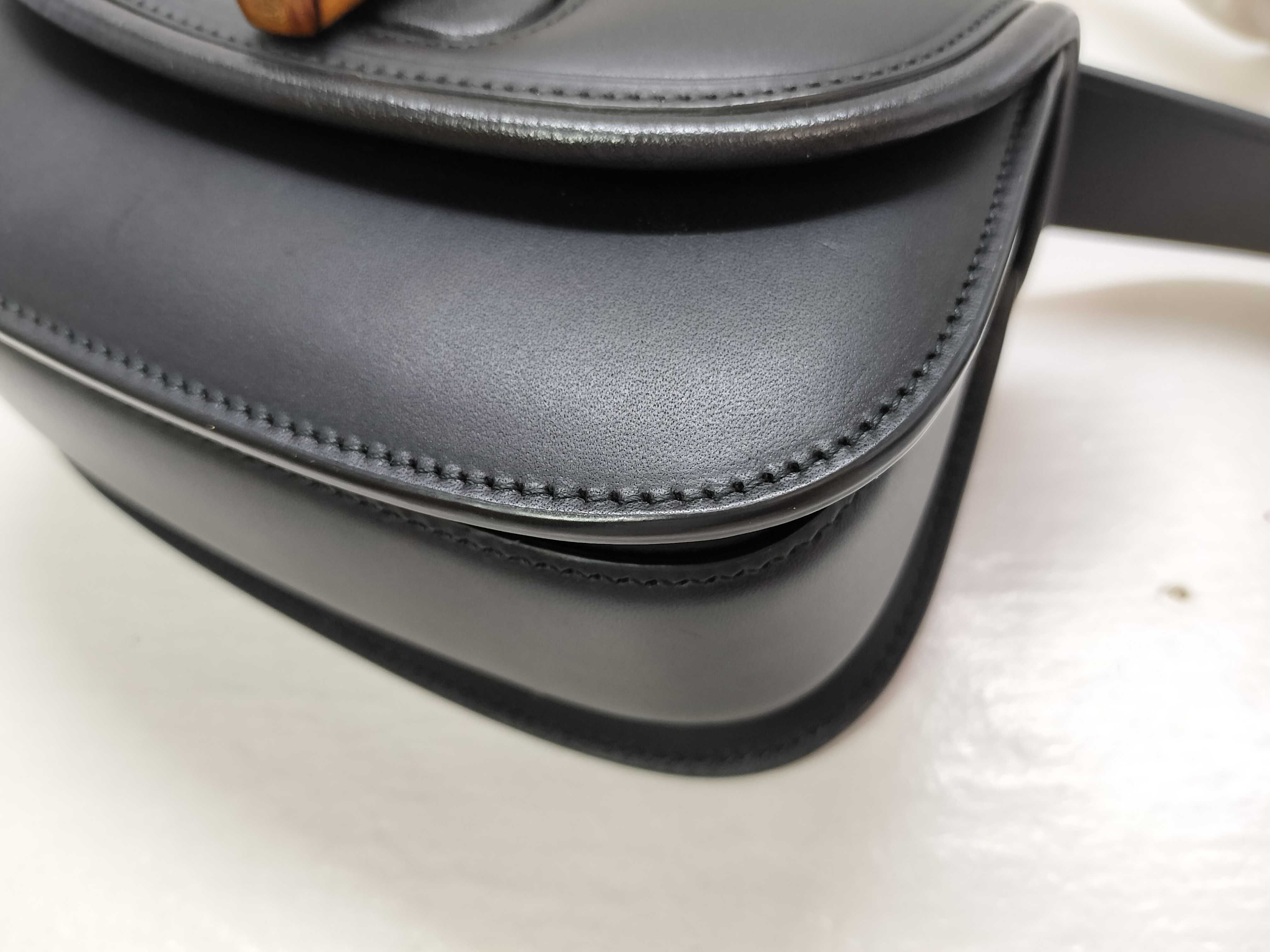 Bamboo Leather Mini Waist Bag with Black and Silver Hardware featuring a Horsebit Design. — view 6
