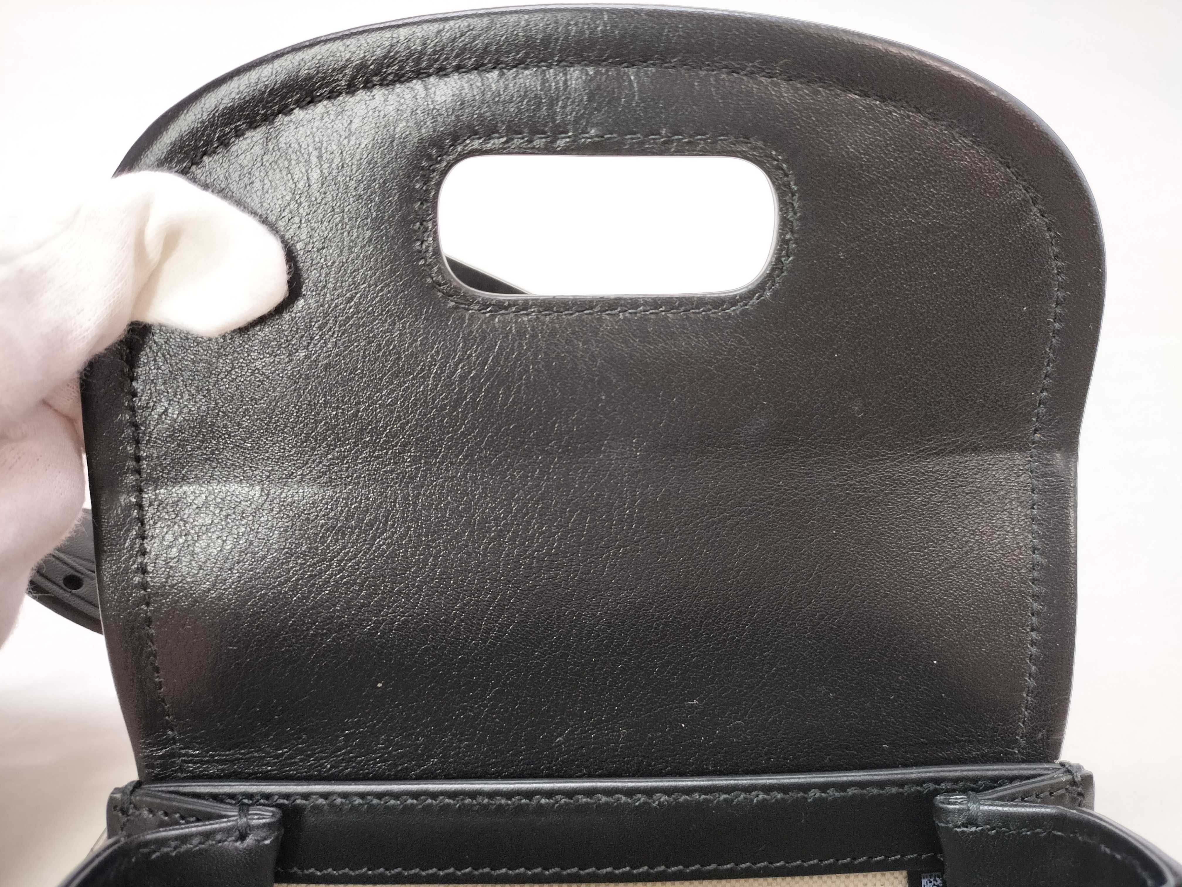 Bamboo Leather Mini Waist Bag with Black and Silver Hardware featuring a Horsebit Design. — view 9