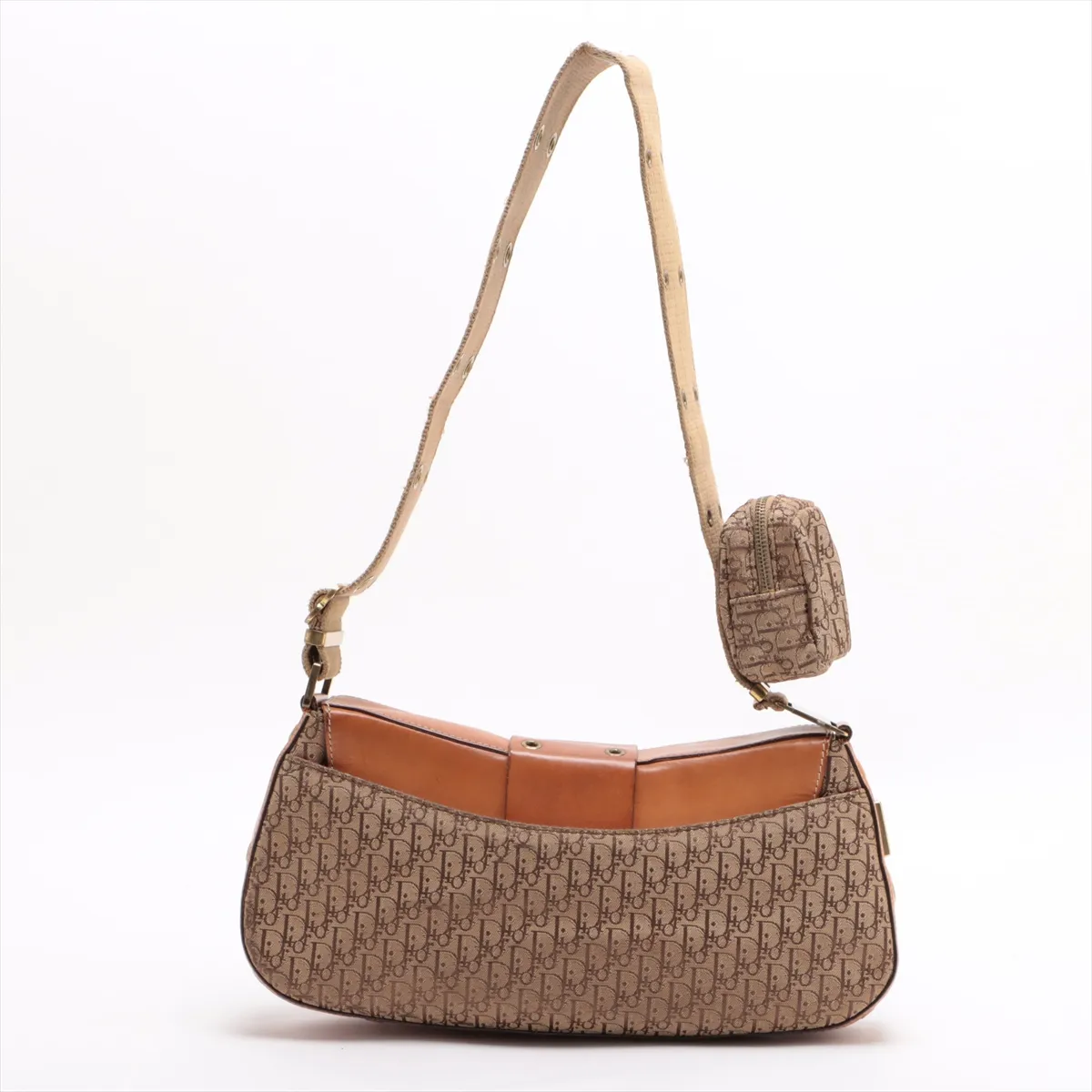 Trotter Street Chic Canvas x Leather Shoulder Bag Beige — view 2