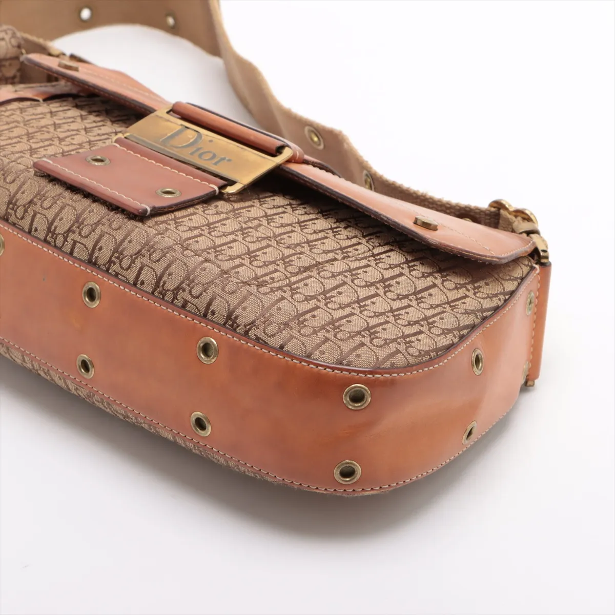 Trotter Street Chic Canvas x Leather Shoulder Bag Beige — view 3