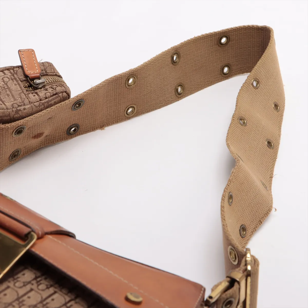 Trotter Street Chic Canvas x Leather Shoulder Bag Beige — view 5
