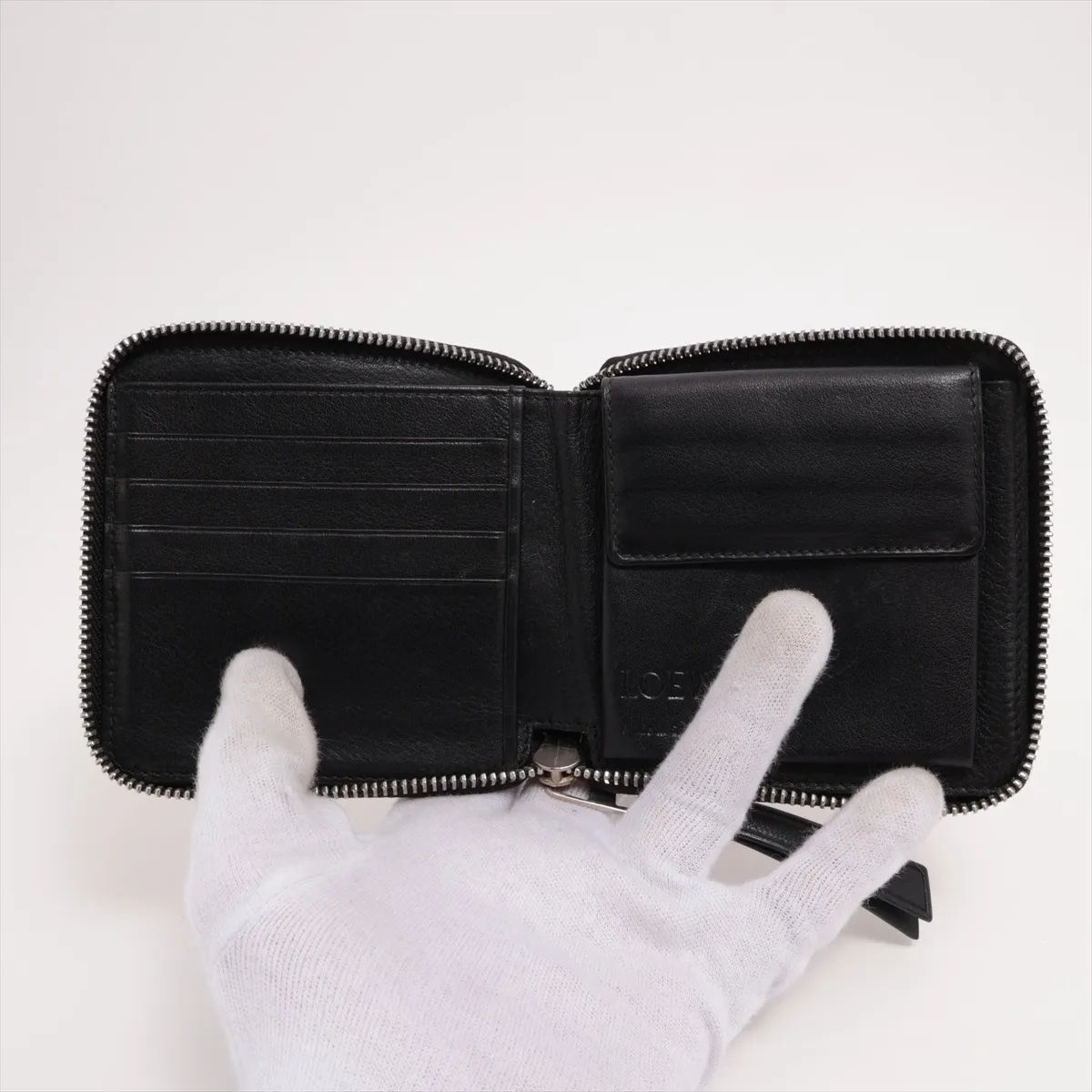 Puzzle Leather Compact Wallet Black — view 3