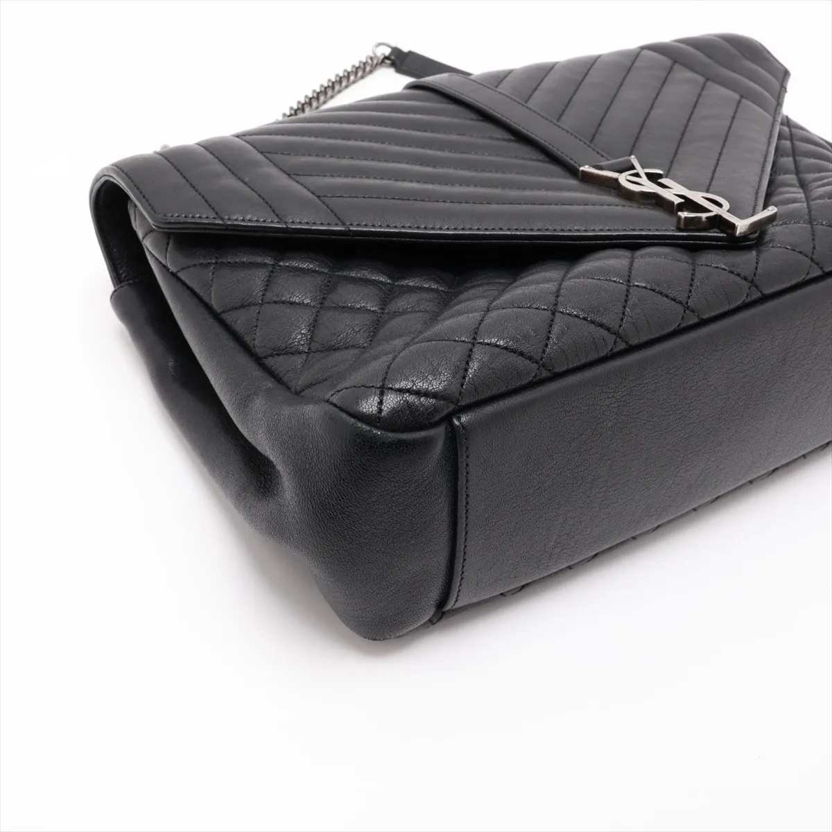 Envelope Leather Chain Shoulder Bag, Black, 440115 — view 4