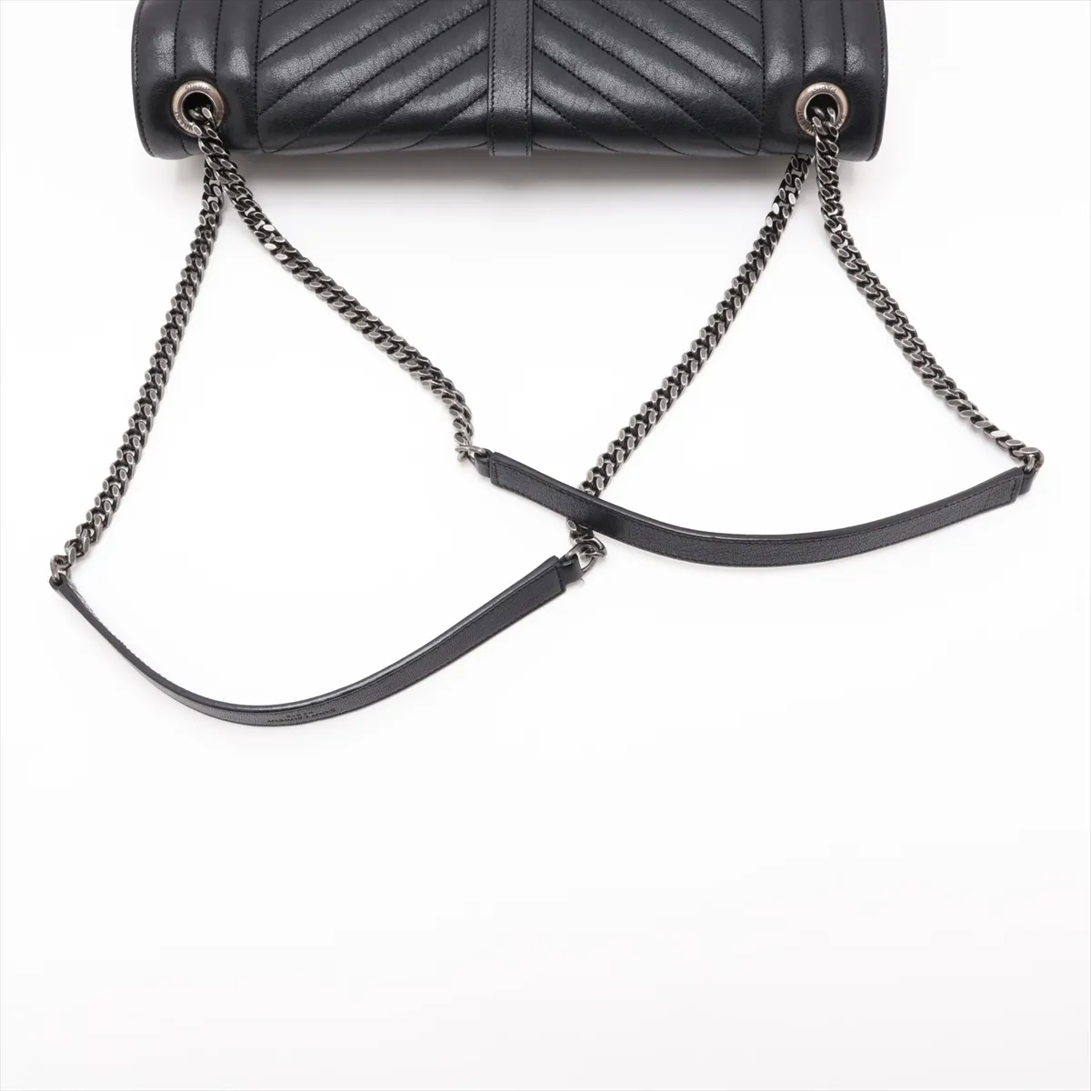 Envelope Leather Chain Shoulder Bag, Black, 440115 — view 5