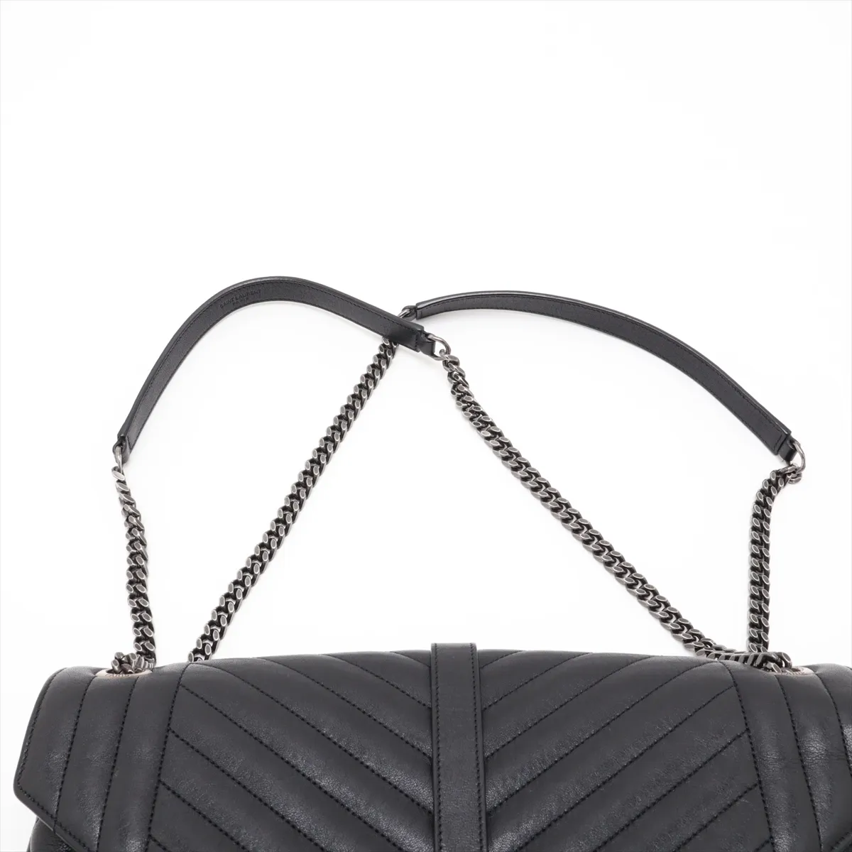 Envelope Leather Chain Shoulder Bag, Black, 440115 — view 6