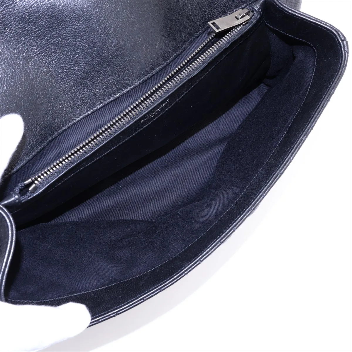 Envelope Leather Chain Shoulder Bag, Black, 440115 — view 7