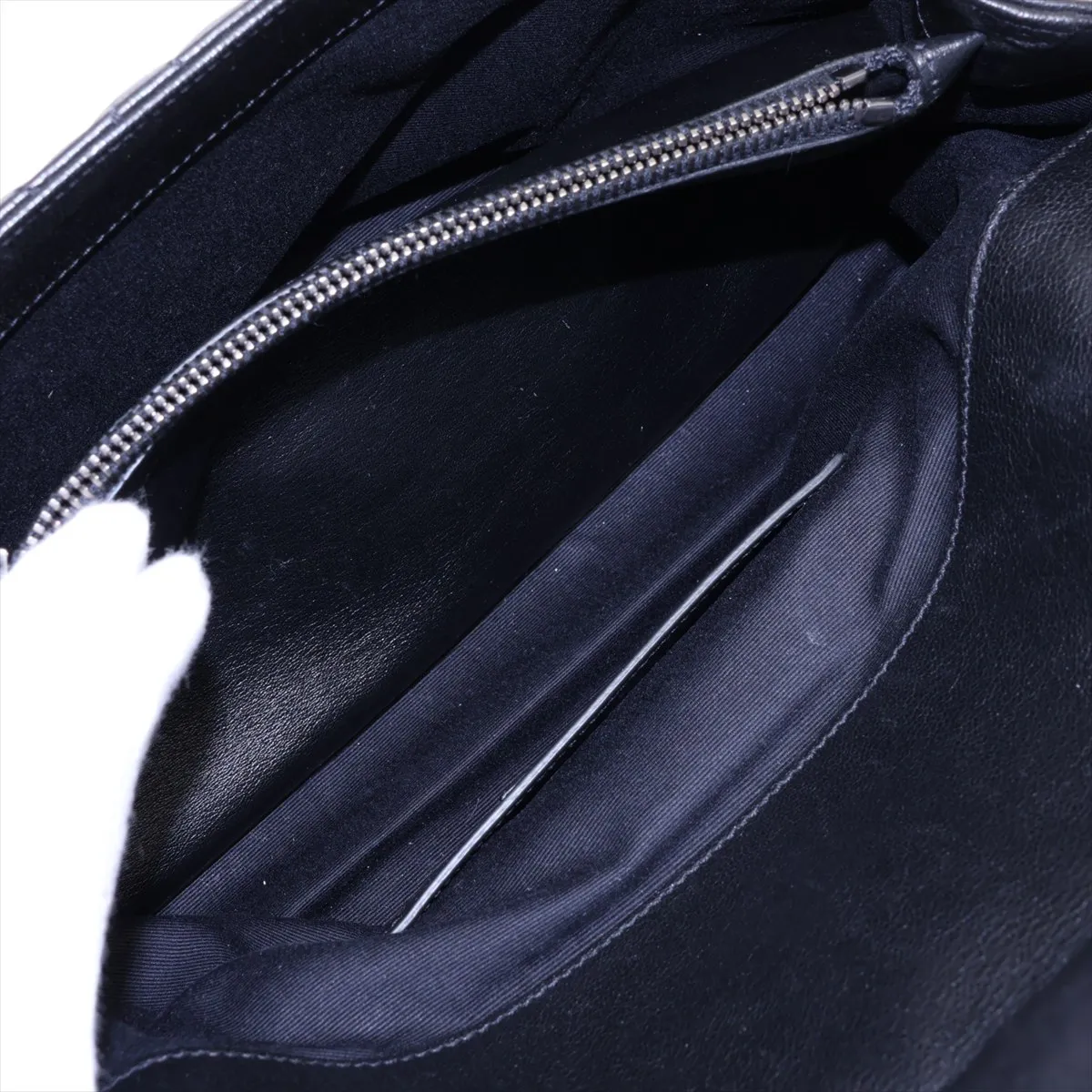 Envelope Leather Chain Shoulder Bag, Black, 440115 — view 8