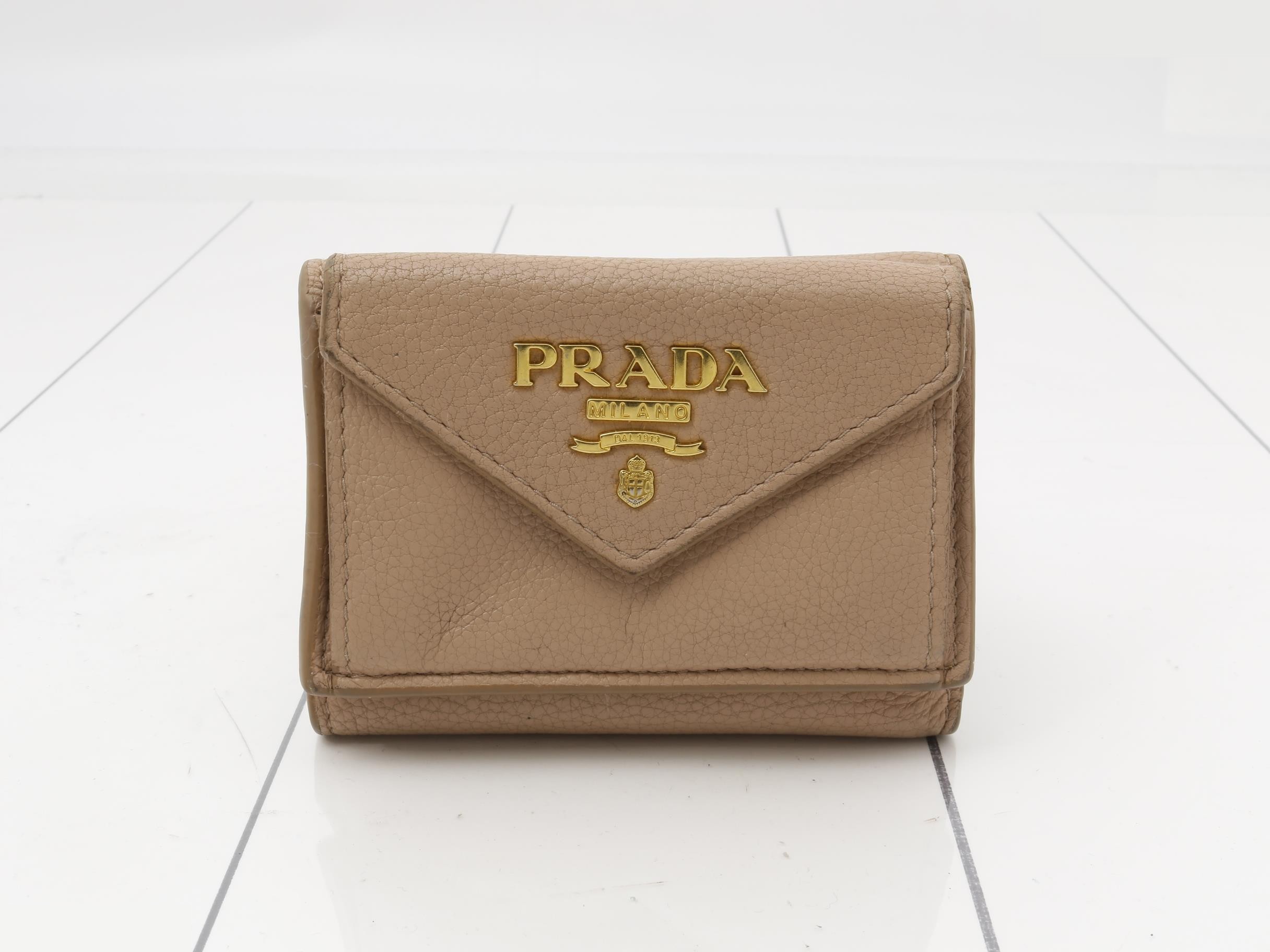 logo trifold wallet, pink beige