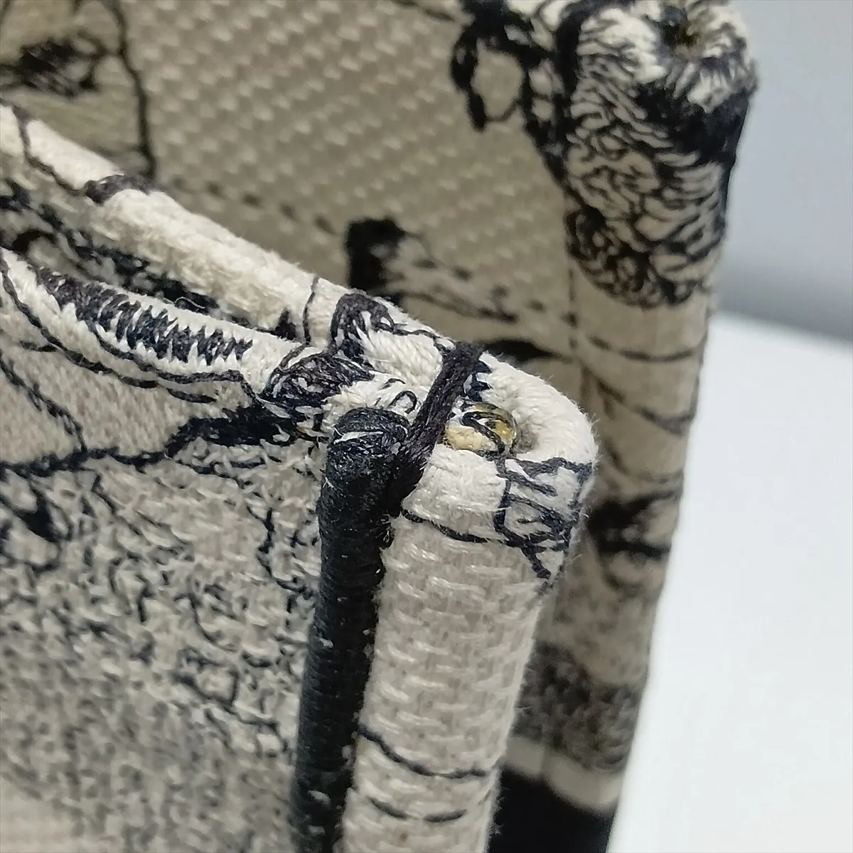 Zodiac Book Tote Medium Canvas Tote Bag Beige x Black — view 9