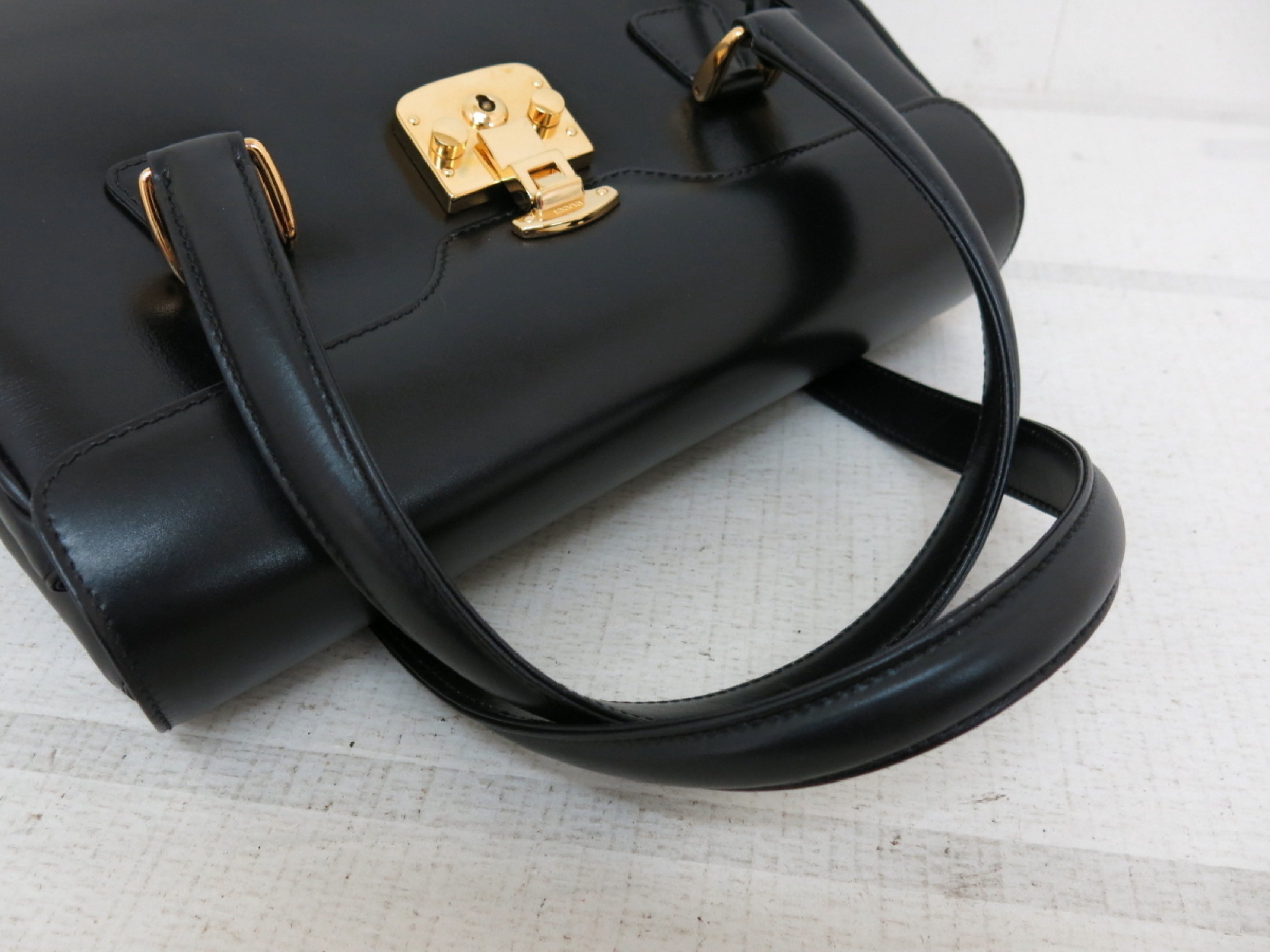 Lady Lock Calfskin Handbag with Gold Hardware, Black Handbag — view 3